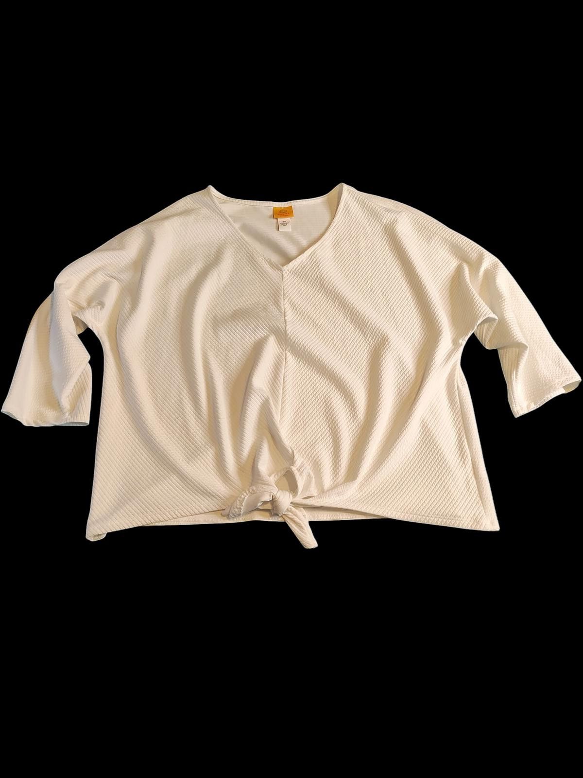 Other Ruby Rd. Women's Cream Tie-Front V-Neck Top Size 3XL / US 20-22 - 3 Thumbnail