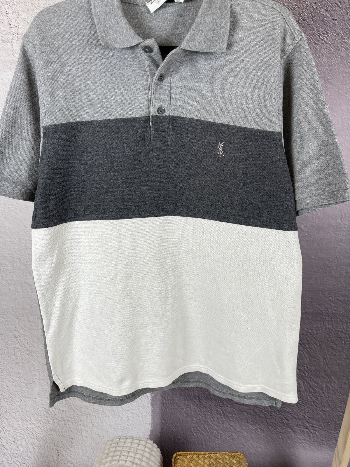 Vintage Yves Saint Laurent triple colour blocked polo tee shirt Size US L / EU 52-54 / 3 - 5 Thumbnail