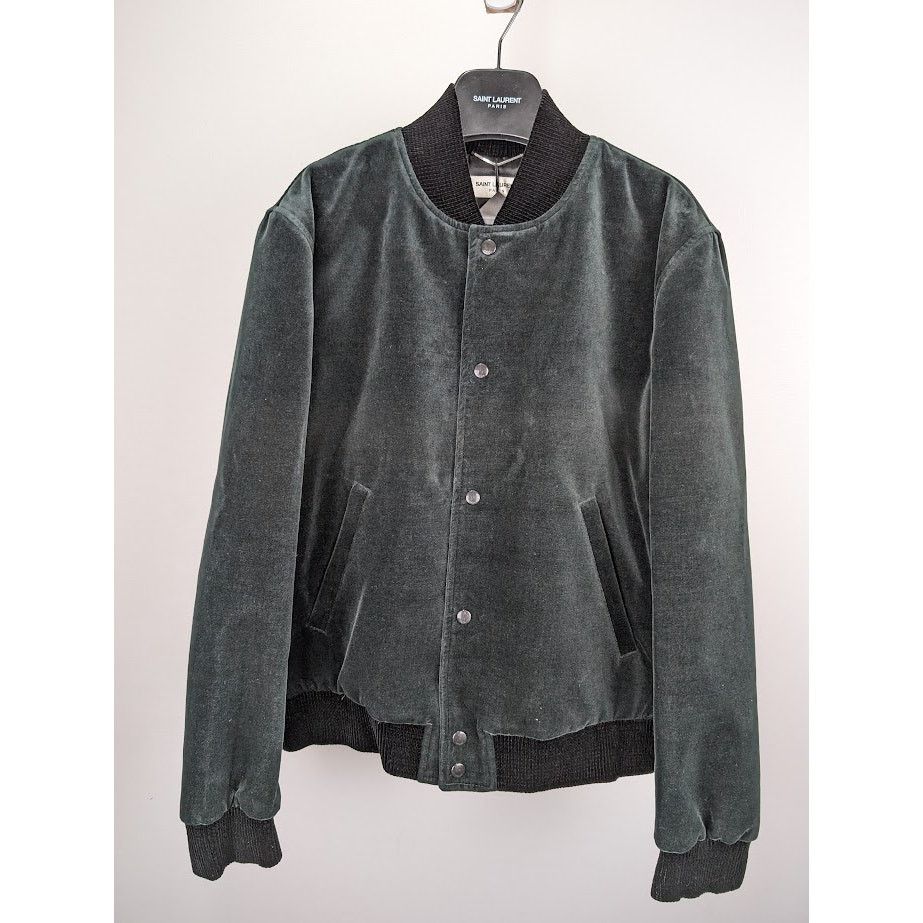 Saint Laurent Paris o1rshd1 Teddy College Cotton Jacket in Green Emerald Size US L / EU 52-54 / 3 - 2 Thumbnail