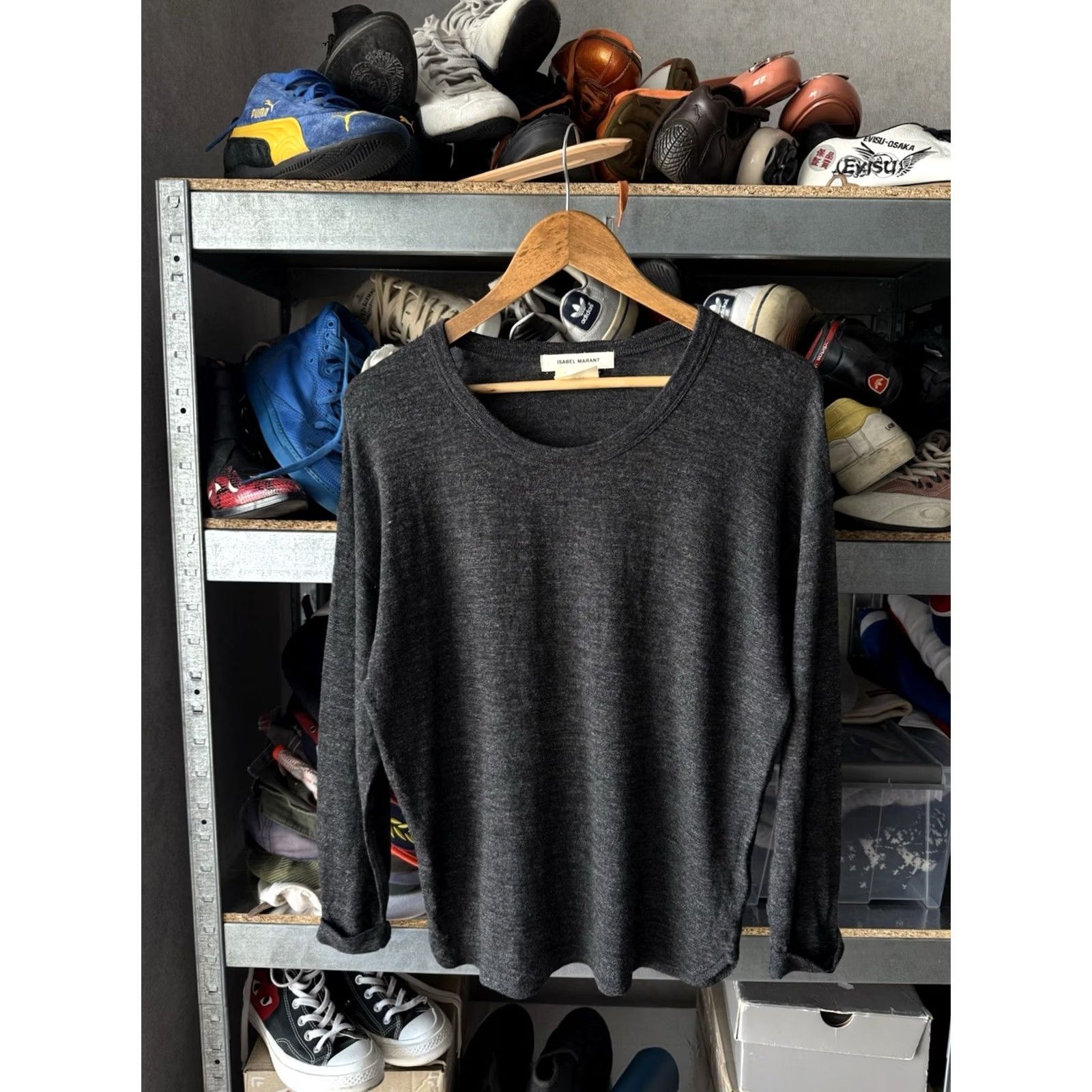 Isabel Marant VINTAGE ISABEL MARANT H&M SWEATER PULLOVER WOOMEN’S LONG SLEEVE CREW NECK SIZE 8 GRAY PUFF SLEEVE KNIT LOGO EMBROIDERED BUTTON BARBIE BLUE 9/10 Size M / US 6-8 / IT 42-44 - 2 Thumbnail