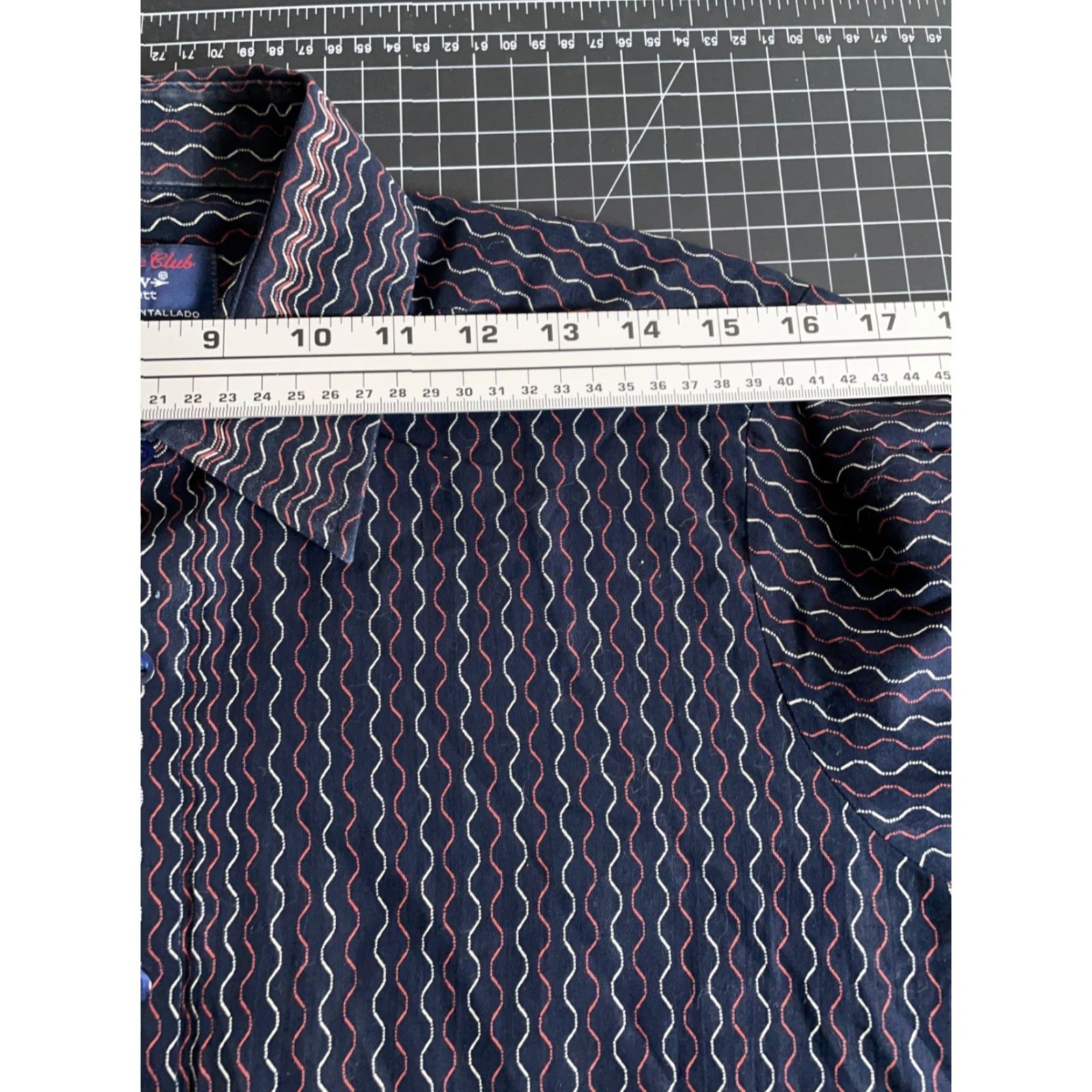 Arrow VINTAGE Arrow Shirt Men Adult Medium Dark Blue Geometric 70s Retro Disco Sheer Size US M / EU 48-50 / 2 - 6 Thumbnail