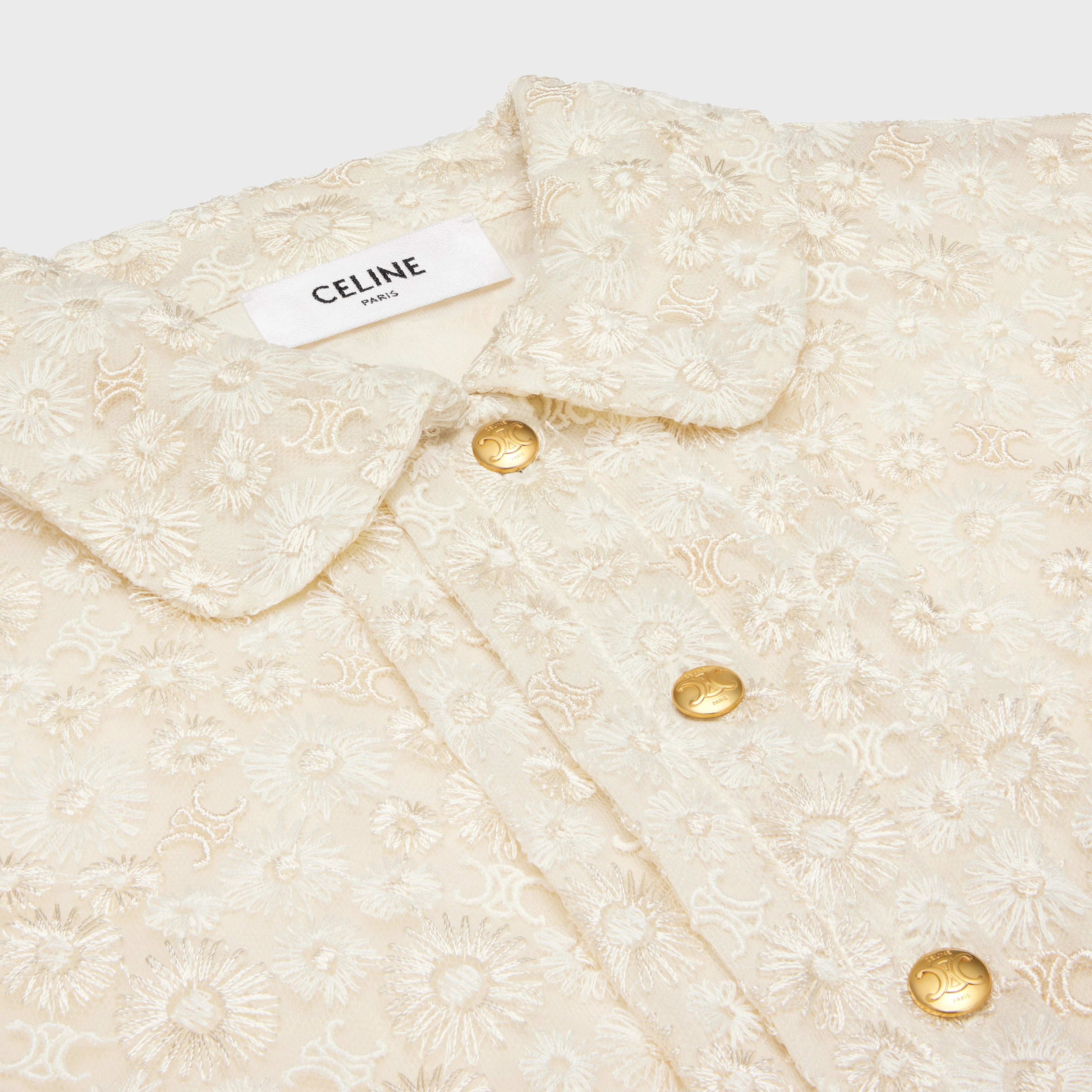 Celine o1w1db10925 2R65J481W Embroidered Babydoll Mini Dress Beige Size M / US 6-8 / IT 42-44 - 3 Thumbnail