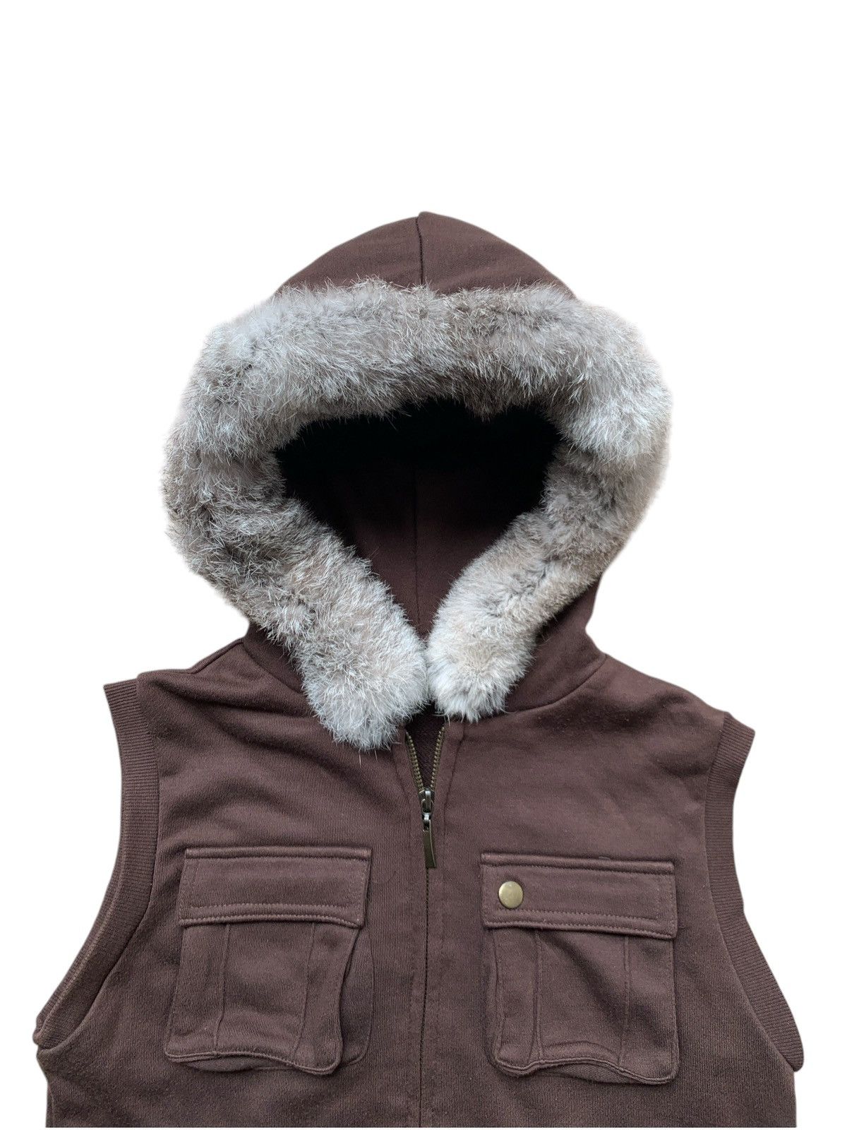 If Six Was Nine 2000s Japanese Archive Raccoon Fur Hoodie Cargo Vest Jacket Size US M / EU 48-50 / 2 - 2 Thumbnail