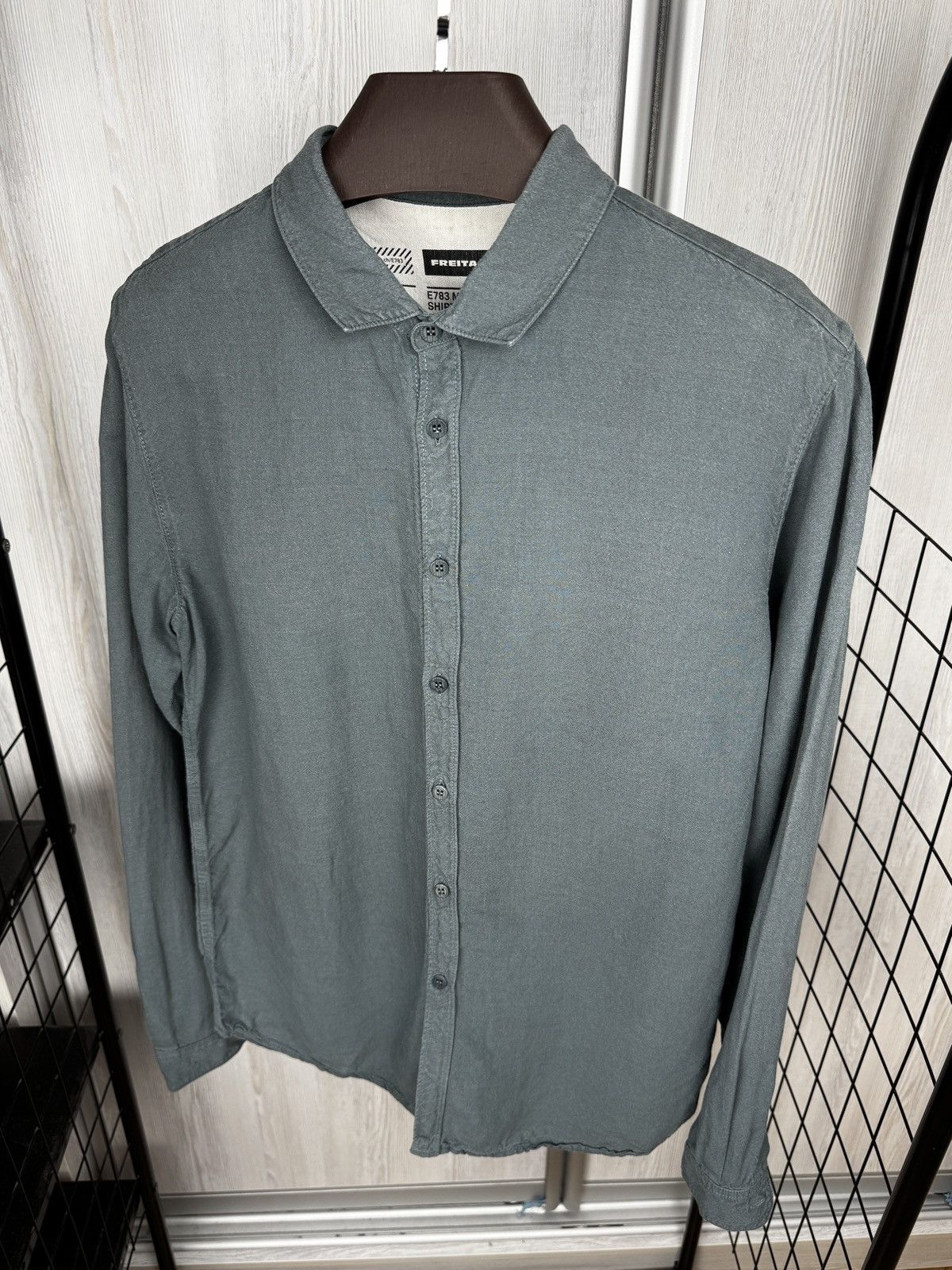 Freitag Freitag Green-Grey Linen Modal E783 Mens Shirt Size US L / EU 52-54 / 3 - 8 Thumbnail