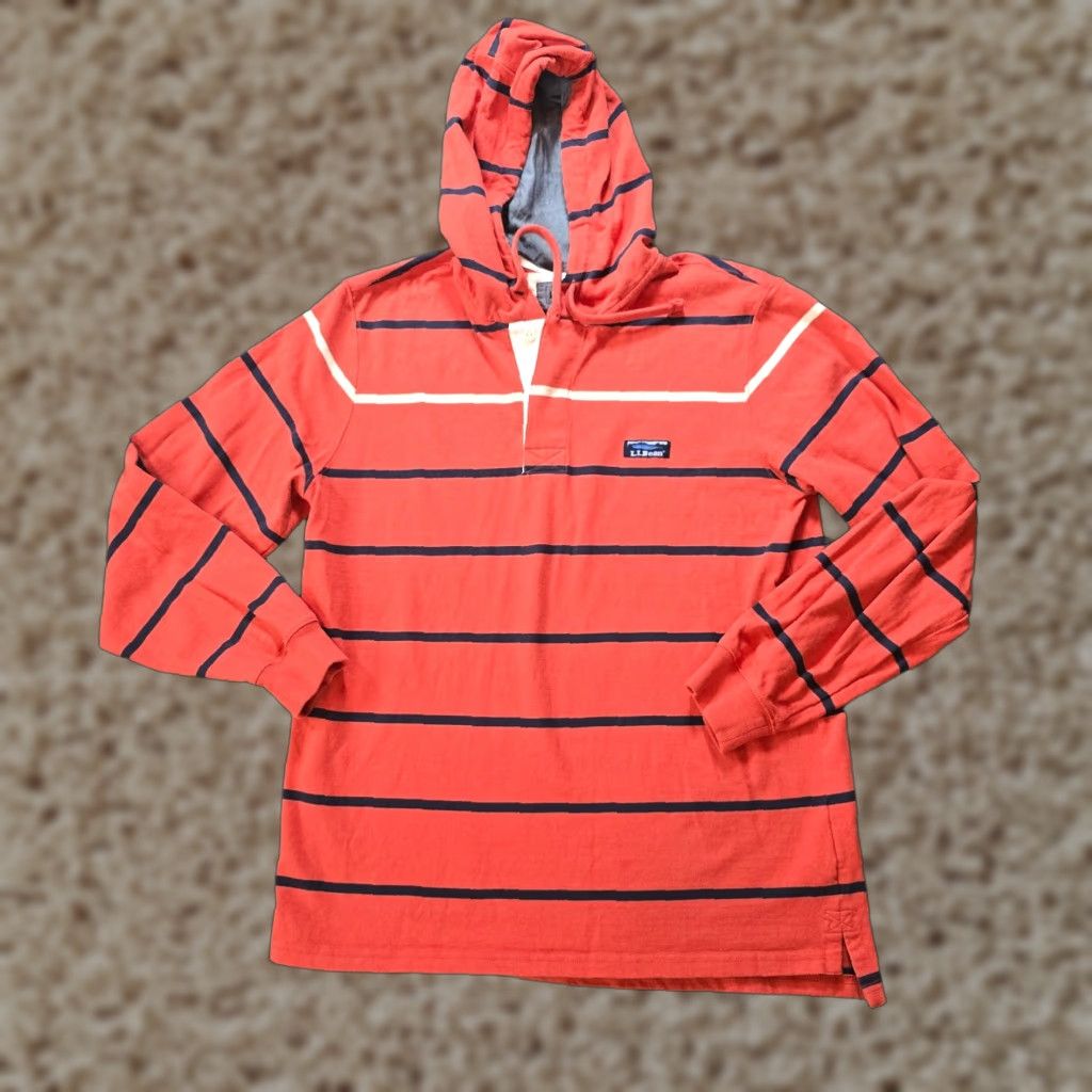 Vintage LL Bean Sweater Mens XL Red Striped Rugby Nautical Hoodie Pullover Casual Shirt Size US XL / EU 56 / 4 - 1 Thumbnail