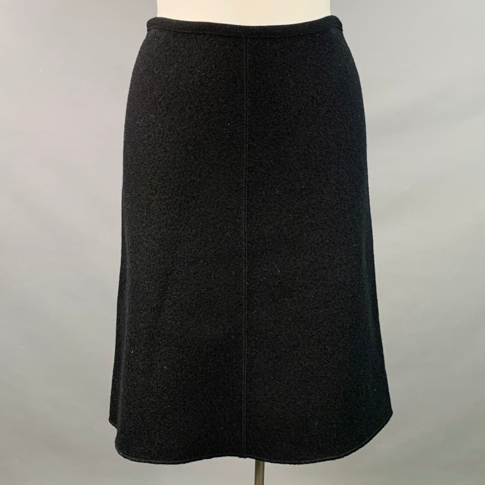 Alaia ALAIA Size L Black Wool A-Line Below Knee Skirt Size 34" / US 12 / IT 48 - 1 Thumbnail