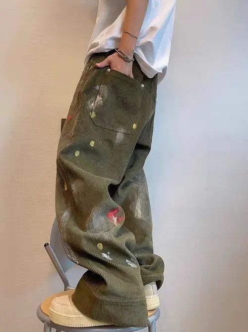 VIBE Vintage Street Graffiti Loose Hand-Painted Work Pants Size US 34 / EU 50 - 3 Thumbnail