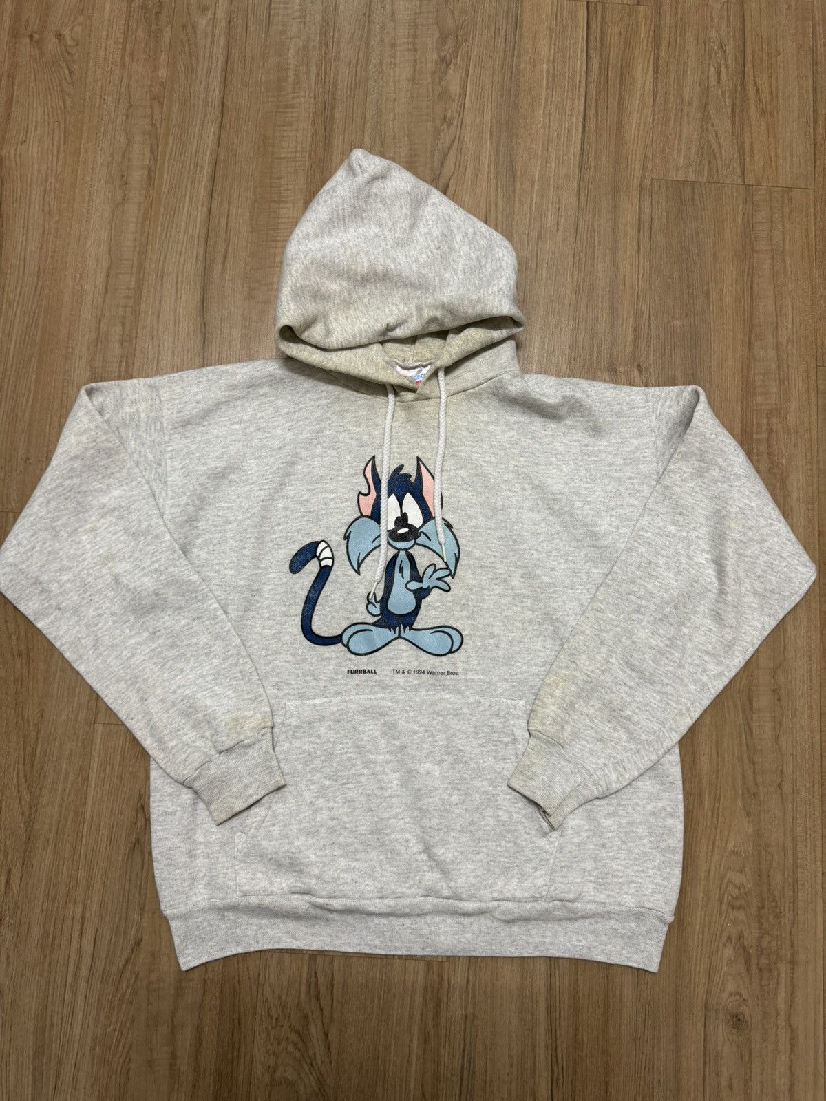 image of Vintage 90’S Furrball Warner Bros Hoodie in Grey, Men's (Size Large)