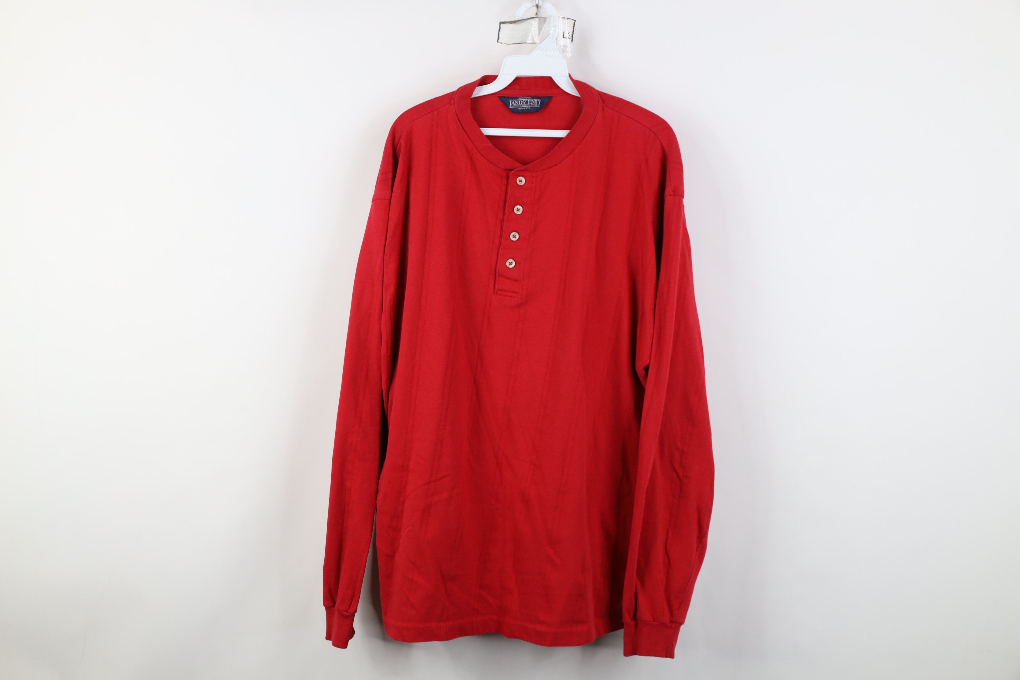 Lands' End Vintage 90s Lands End Knit Long Sleeve Henley T-Shirt USA Size US XL / EU 56 / 4 - 1 Thumbnail