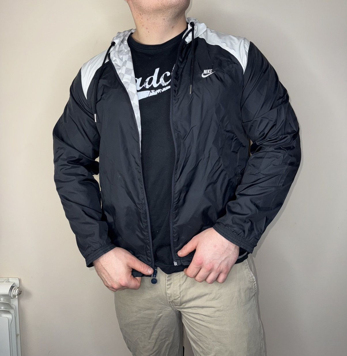 Nike × Vintage Nike Y2K Vintage Black Zip Hooded Jacket Size US L / EU 52-54 / 3 - 2 Thumbnail