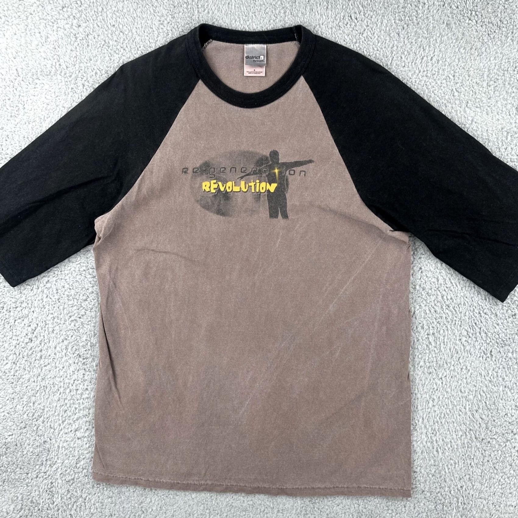 Vintage VINTAGE District Threads Mens S Baseball T Shirt Regeneration Revolution Jesus Tee Gray 1990s Sportswear/Beach Mens Size US S / EU 44-46 / 1 - 3 Thumbnail