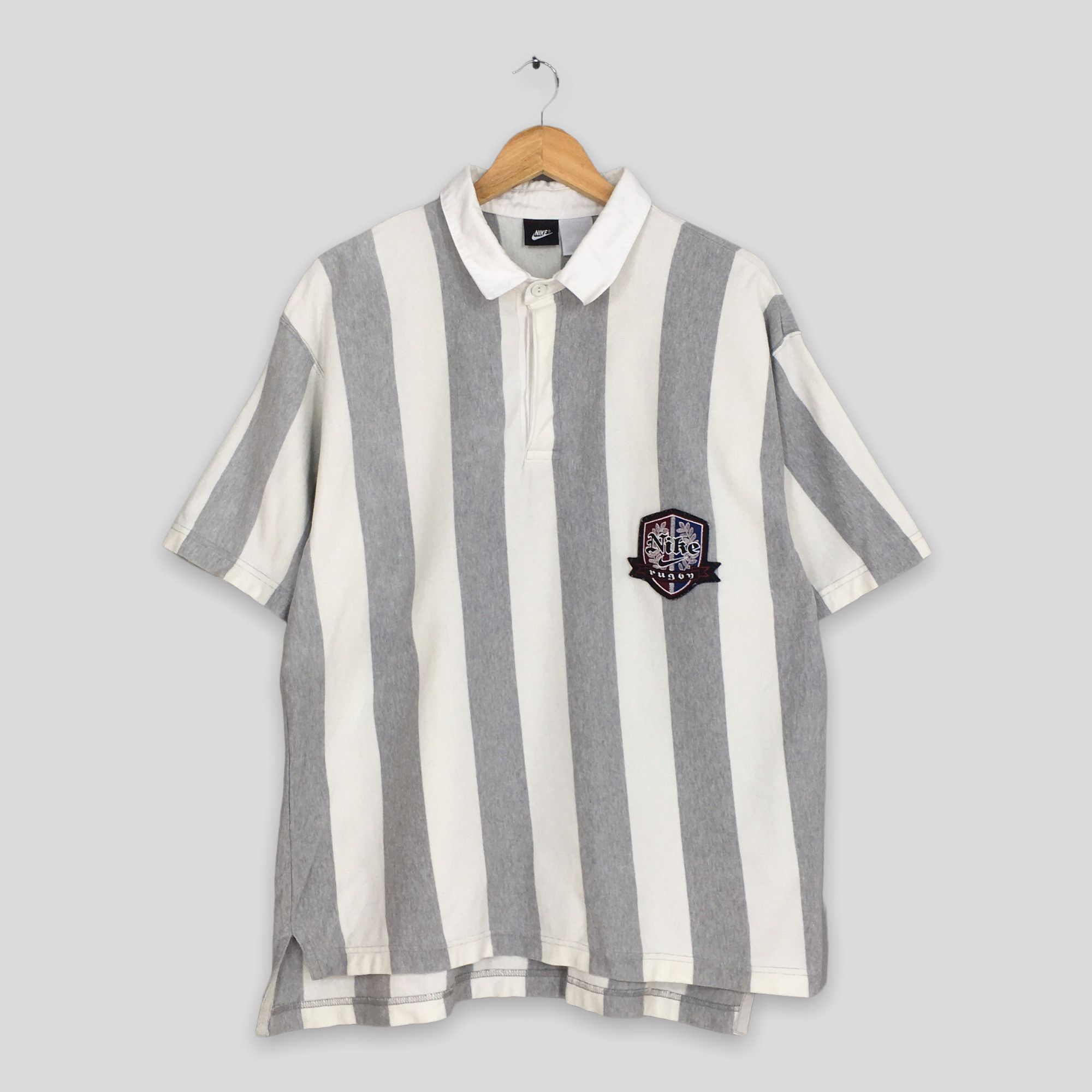 image of England Rugby League x Nfl Vintage 90's Nike Striped Rugby Polo Shirt Medium, Men's