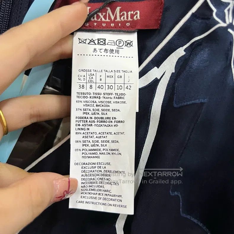Other Max Mara Navy Floral Line Dress Size L / US 10 / IT 46 - 4 Thumbnail