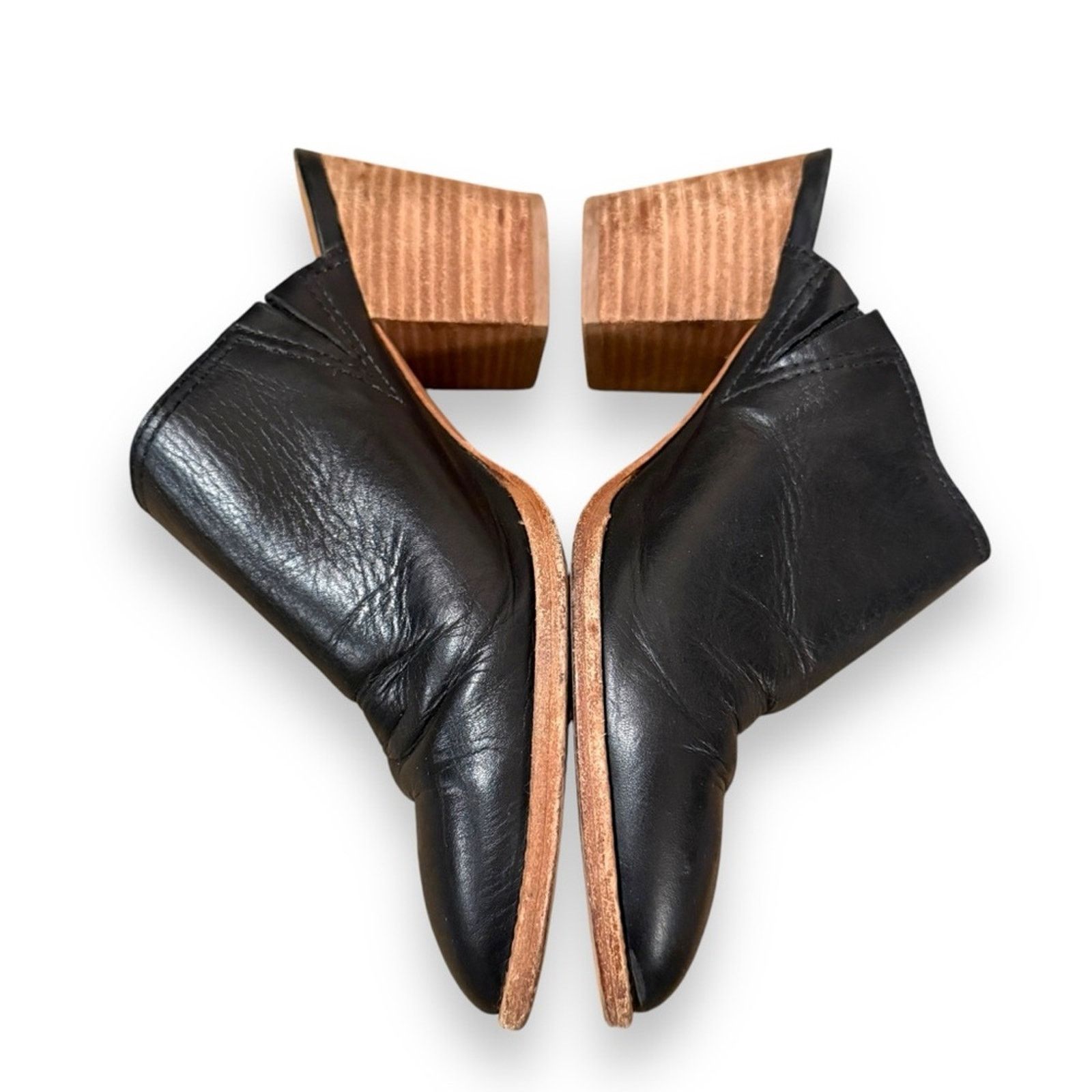 Madewell Madewell The Harper Black Leather Stacked Heel Mules Sz 6.5 Size US 6.5 / IT 36.5 - 4 Thumbnail
