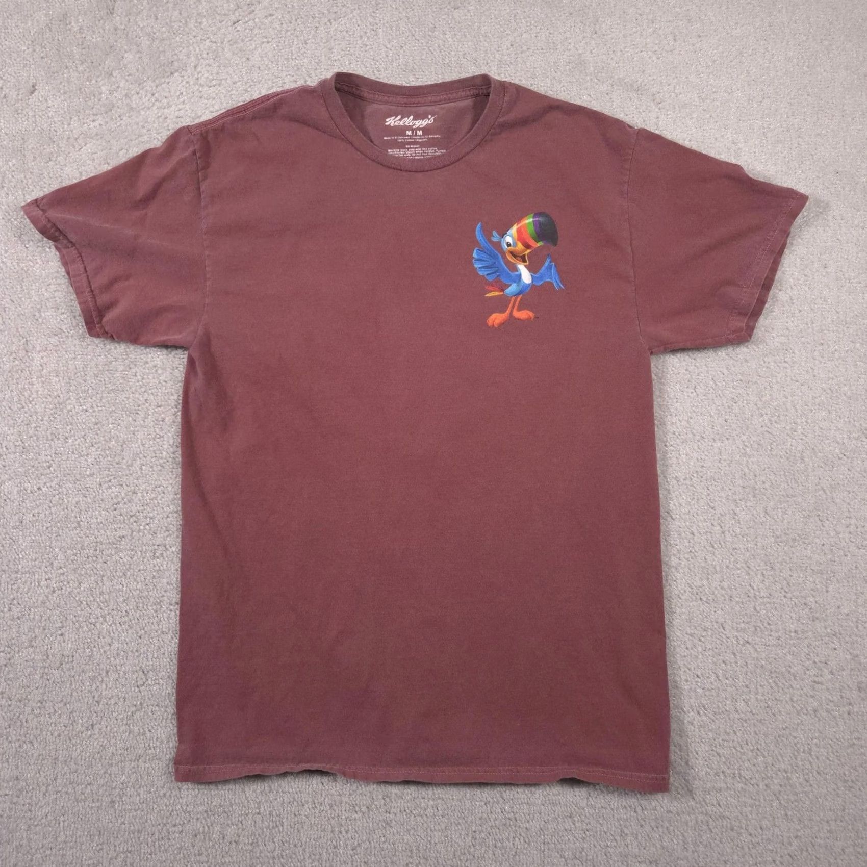Vintage Kellogg's Froot Loops Shirt Mens Medium Burgundy Toucan Sam Graphic Cereal Shirt Mens Short Sleeve Crew Neck Cotton Graphic Print Vintage No Size US M / EU 48-50 / 2 - 2 Thumbnail