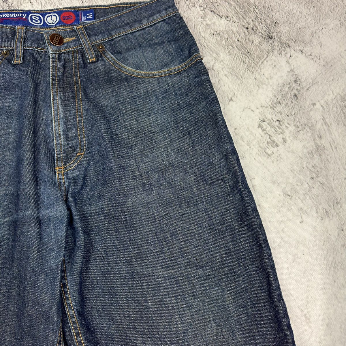Vintage Smoke Story Group Womens Blue Indigo Raw Denim Shorts Medium Size US 30 / EU 46 - 8 Thumbnail