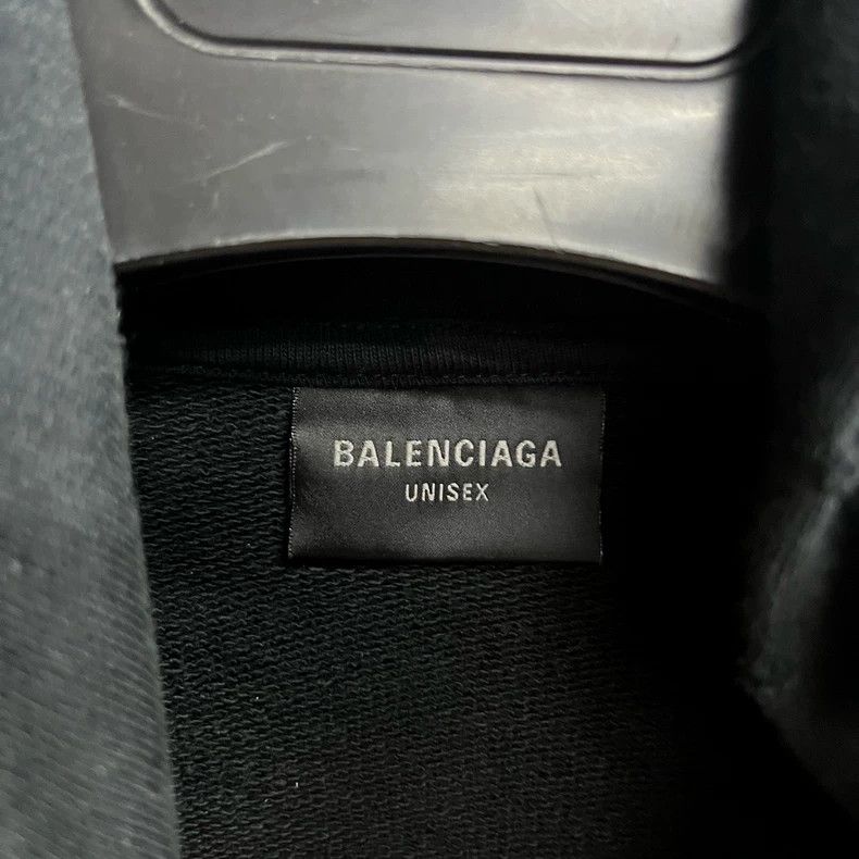 Balenciaga Balenciaga Black monogrammed pullover hooded sweatshirt wit Size US M / EU 48-50 / 2 - 2 Thumbnail