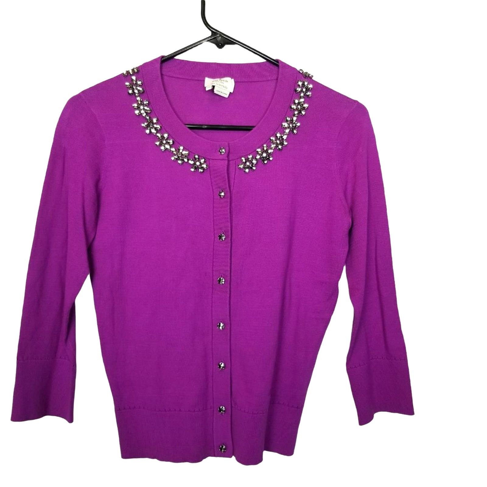 Kate Spade Kate Spade Leni Silk Cashmere Cardigan Sweater Floral Beaded Size XS / US 0-2 / IT 36-38 - 1 Thumbnail