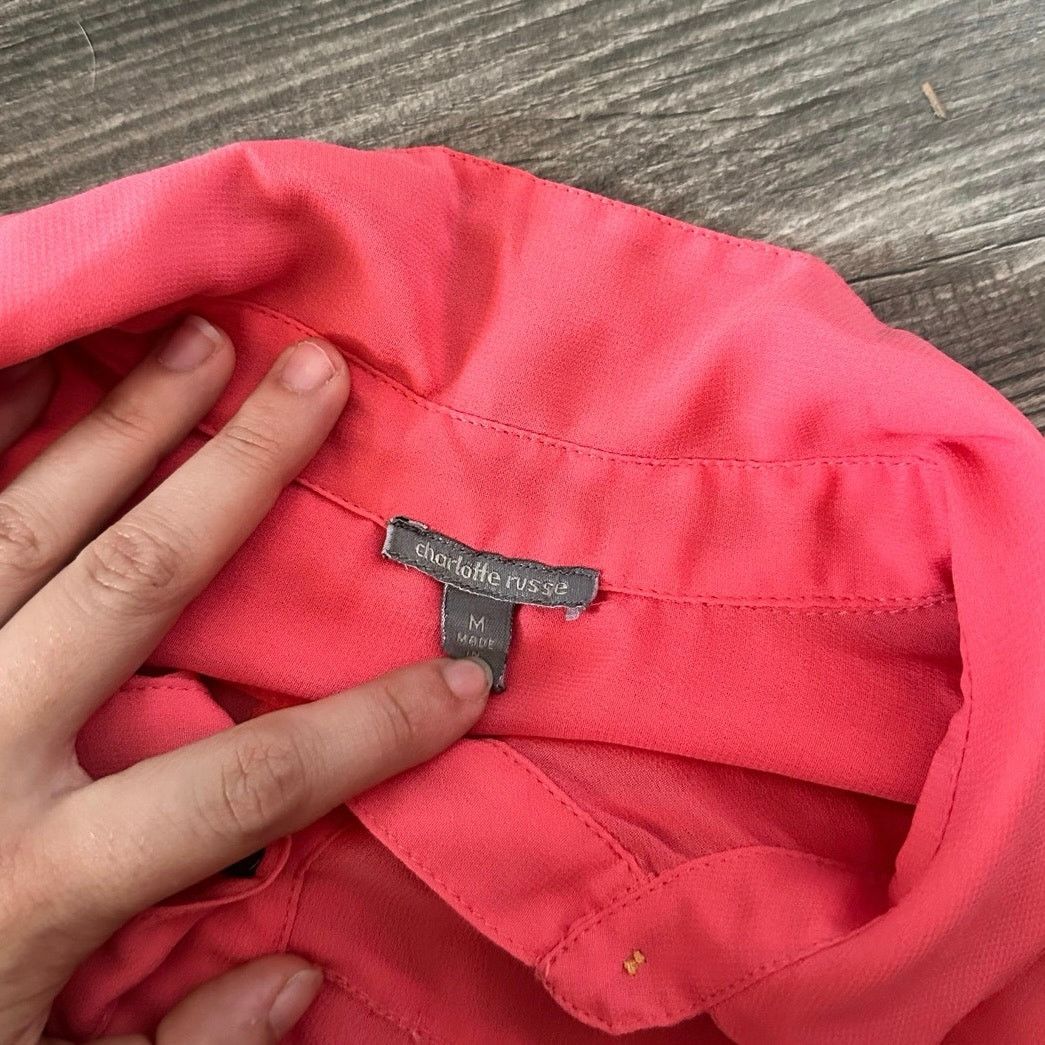 Other charlotte russe pink sheer mesh button up blouse Size M / US 6-8 / IT 42-44 - 3 Thumbnail