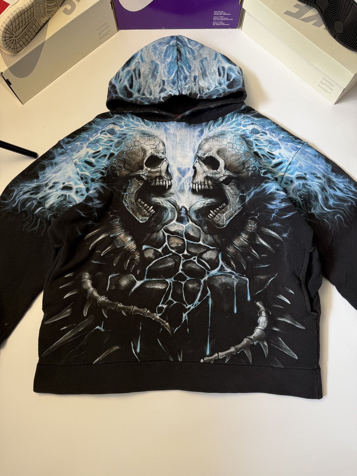 Affliction × Vintage Hoodie Spiral vintage Skulls opium Avantgarde sk8 y2k Size US L / EU 52-54 / 3 - 8 Thumbnail