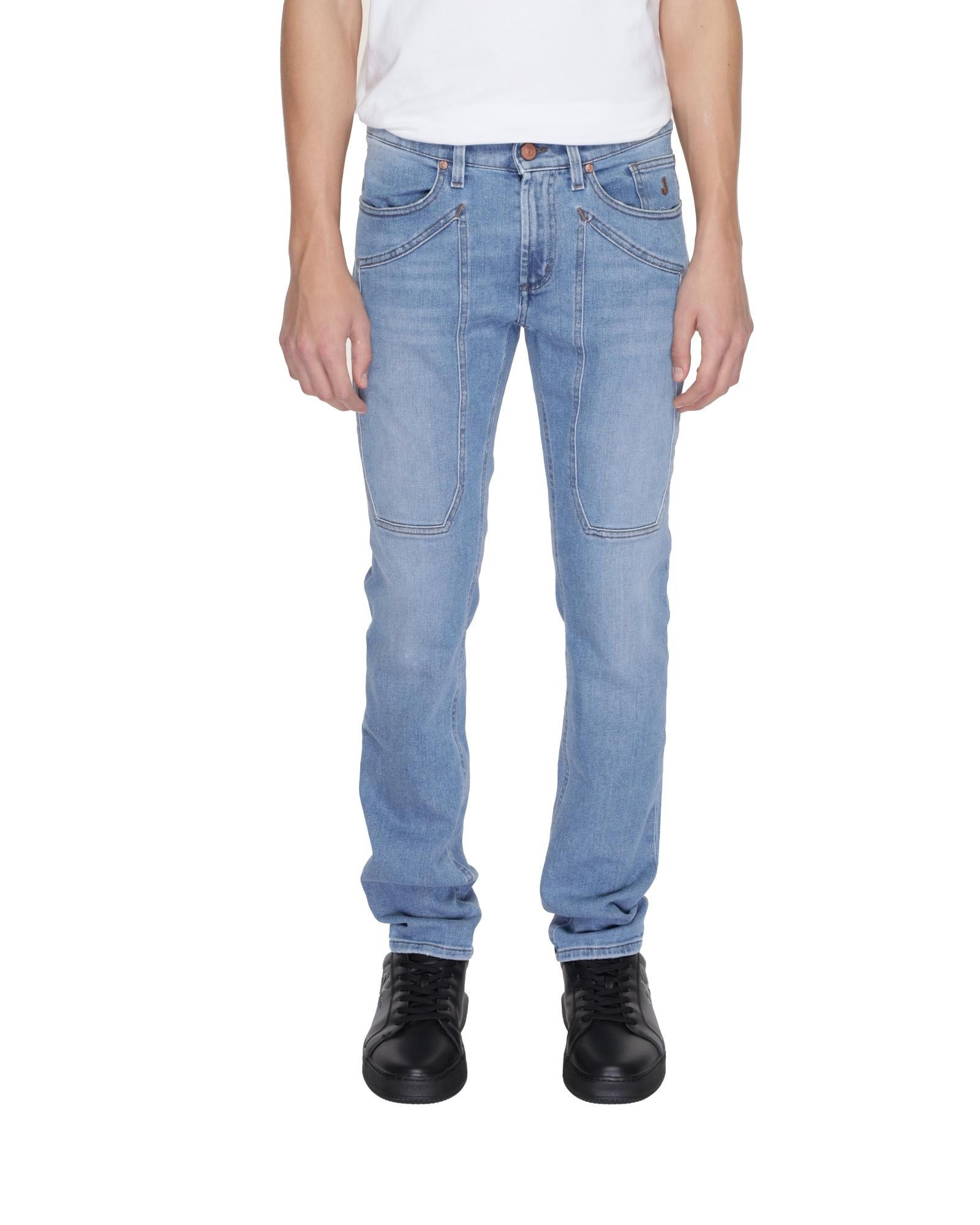 image of Jeckerson Cotton Jeans With Zip And Button Fastening in Blue, Men's (Size 31)