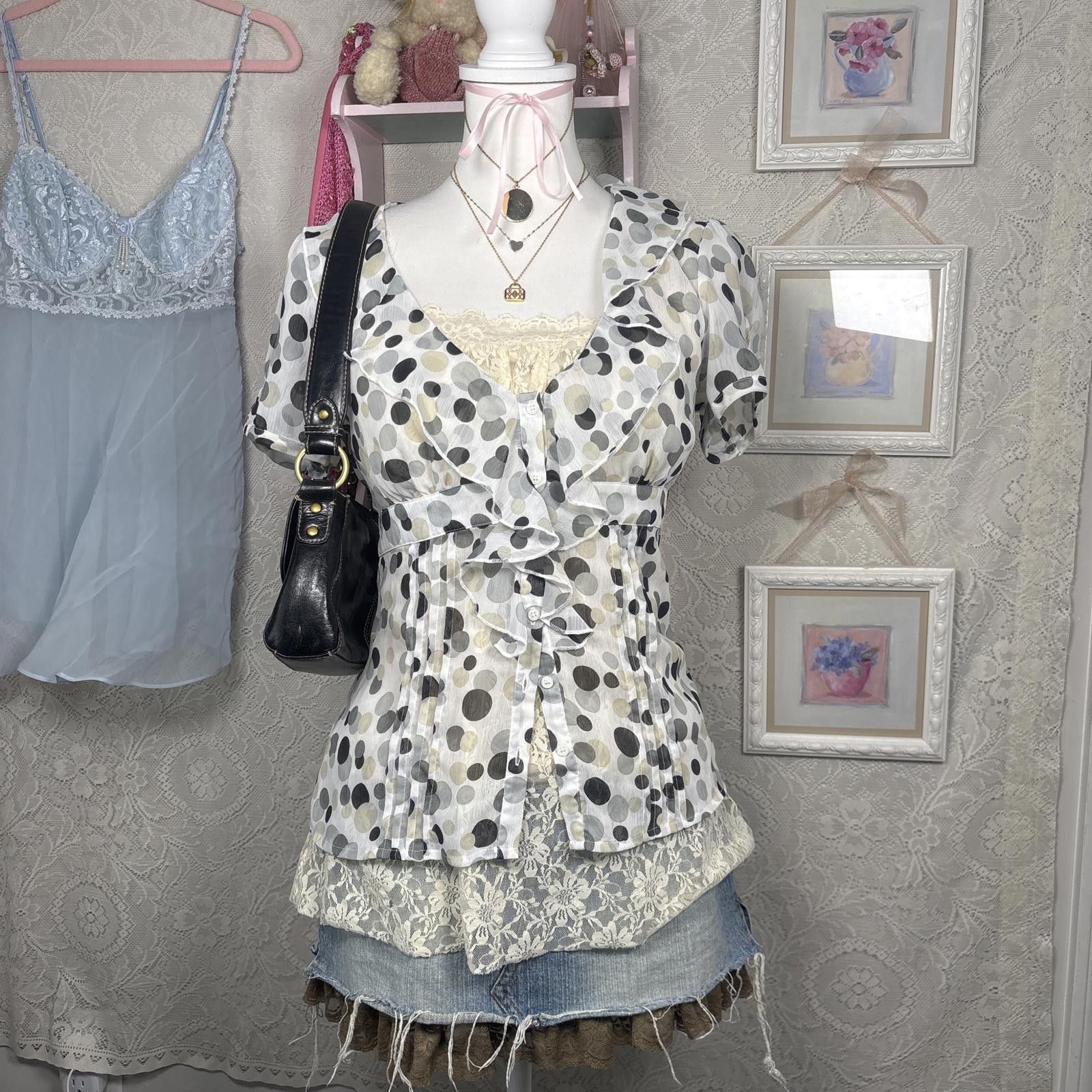 Other y2k office siren polka dot blouse Size S / US 4 / IT 40 - 1 Thumbnail