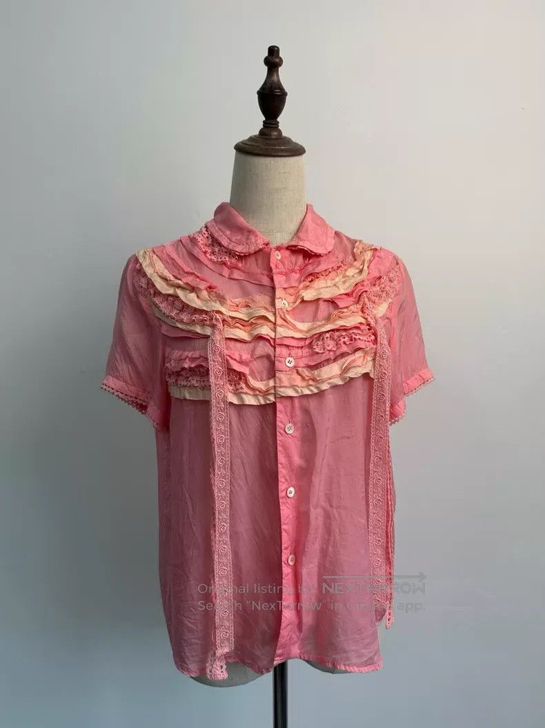 Comme des Garcons Comme Des Garcons size F Pink lace trim blouse Size M / US 6-8 / IT 42-44 - 7 Thumbnail