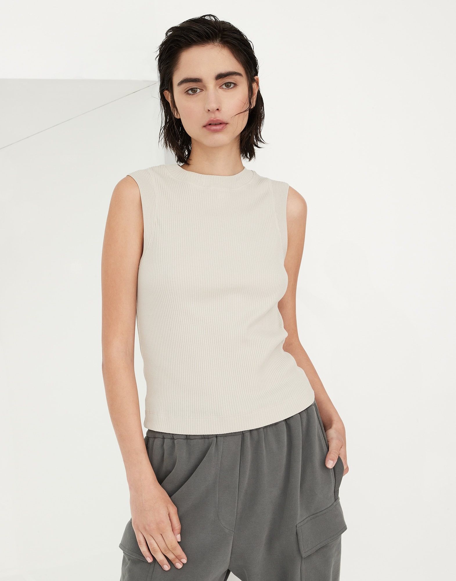 Brunello Cucinelli o1w1db10825 Tank Top in Light/Pastel Grey Size XL / US 12-14 / IT 48-50 - 1 Thumbnail