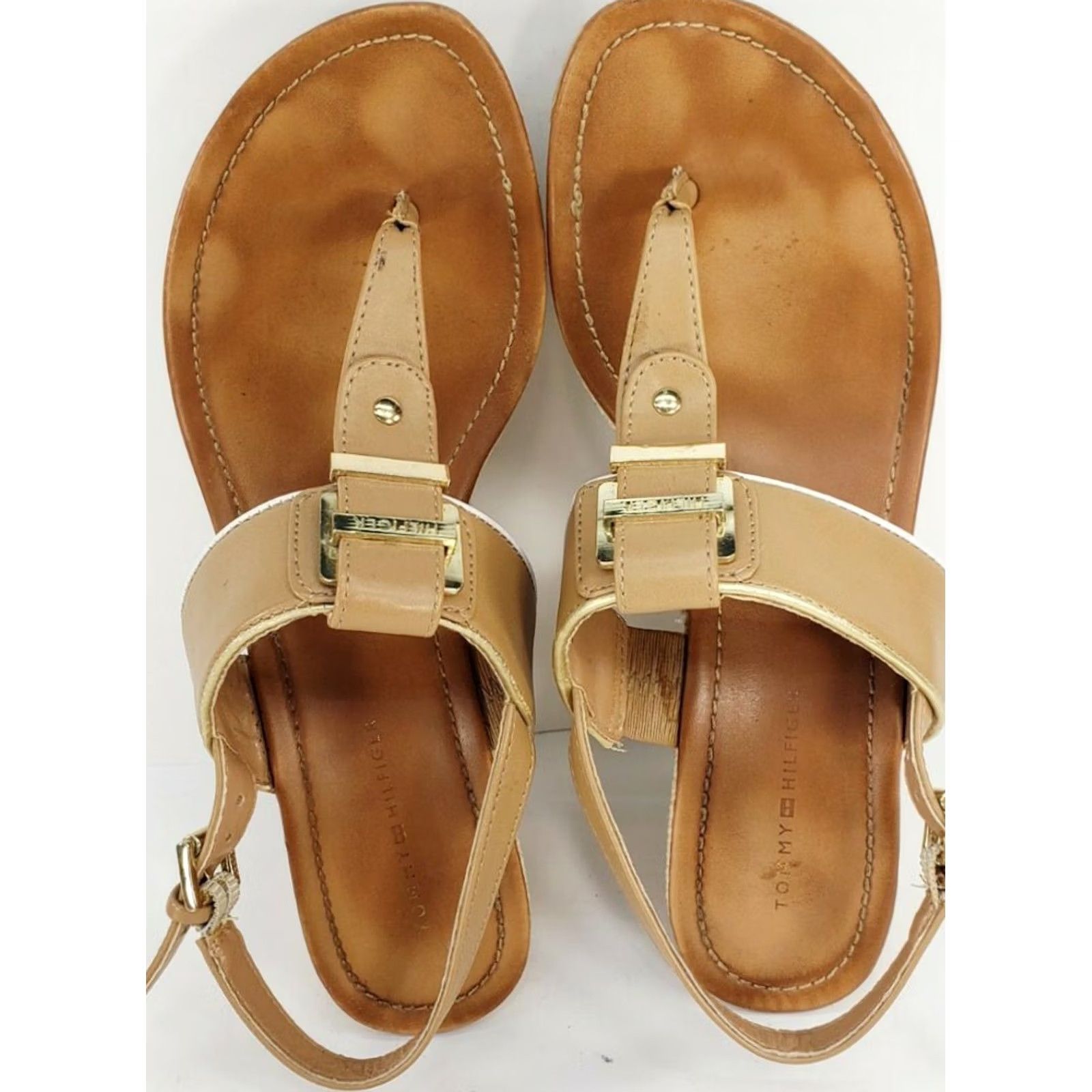 Tommy Hilfiger Tommy Hilfiger Womens TWMAREE Platform Cork Sandals Tan Gold Size 6.5M Size US 7 / IT 37 - 7 Thumbnail