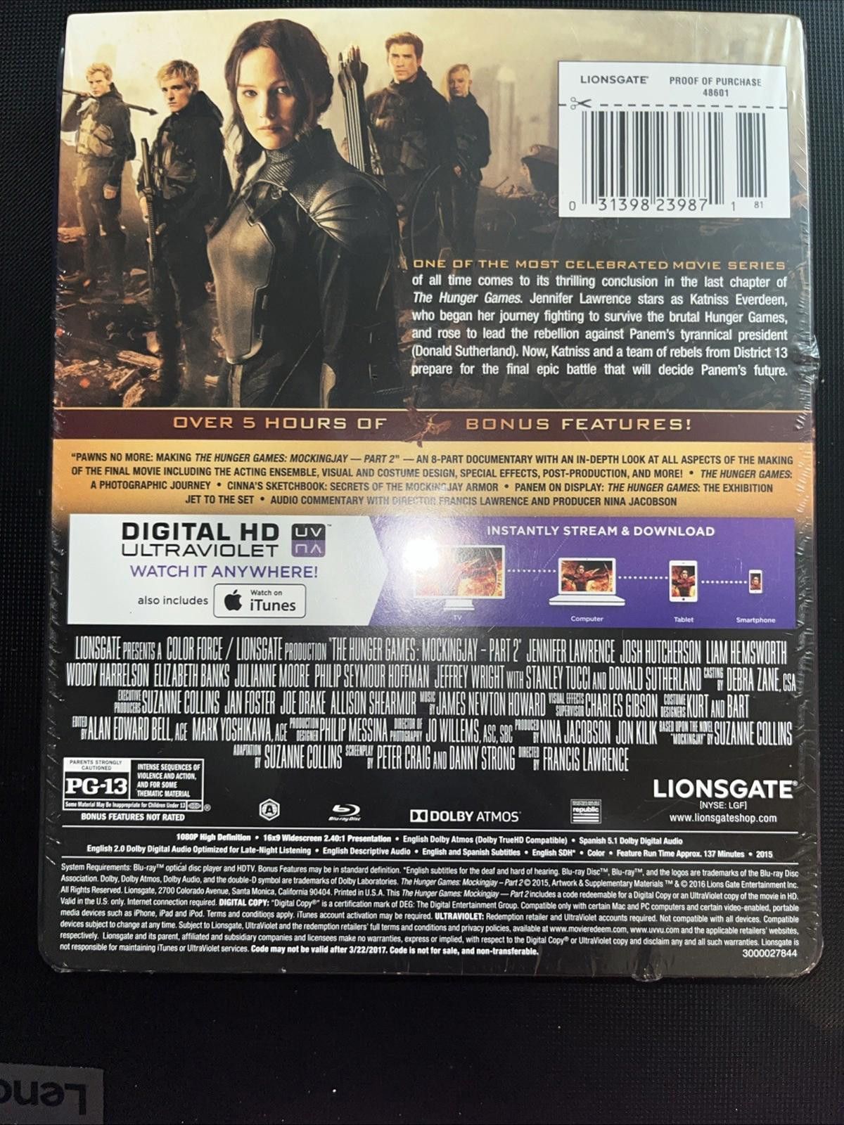 Other MOCKING JAY PART 2 ~ Steelbook ~ BluRay ~ SEALED!!! Size ONE SIZE - 2 Thumbnail
