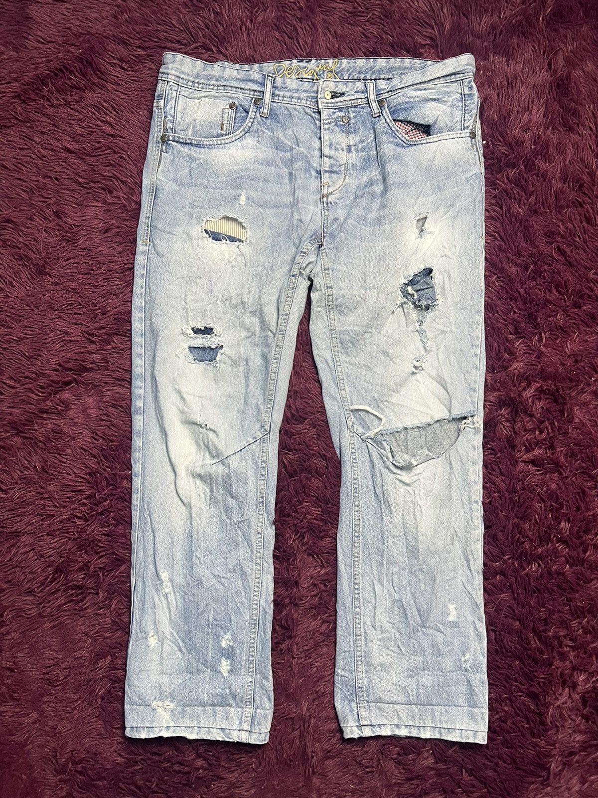 Desigual Desigual Men's Distressed Denim Jeans (47) Size US 38 / EU 54 - 1 Thumbnail