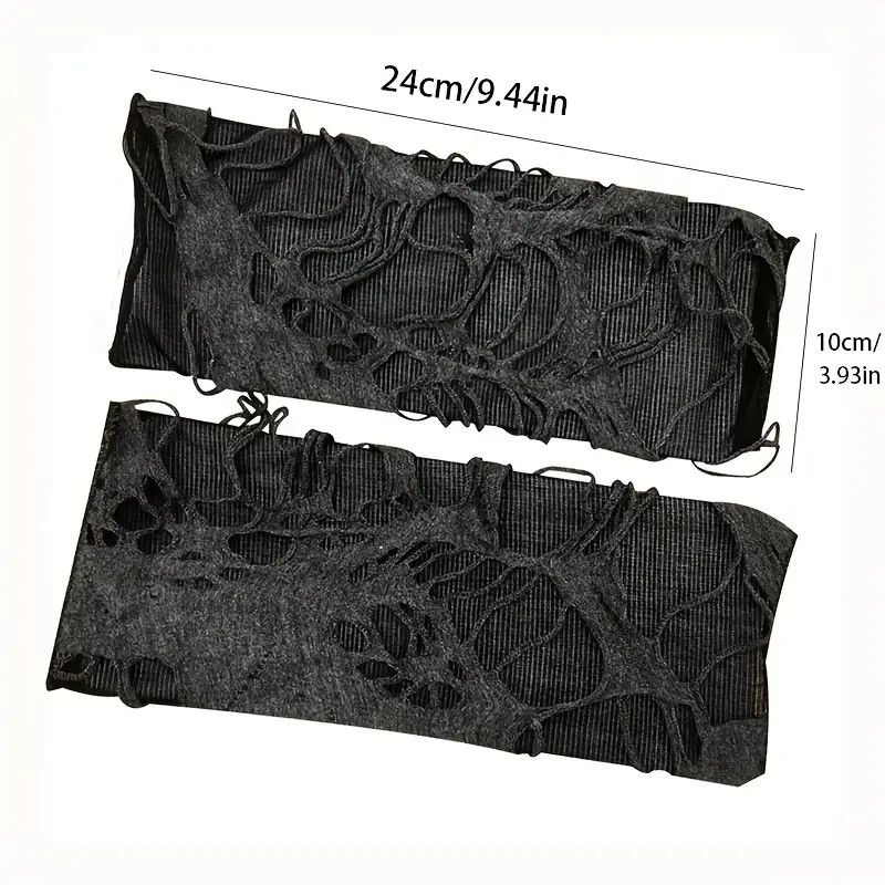 Other Gothic Fingerless Gloves Tear Stretchy Design Size ONE SIZE - 3 Thumbnail