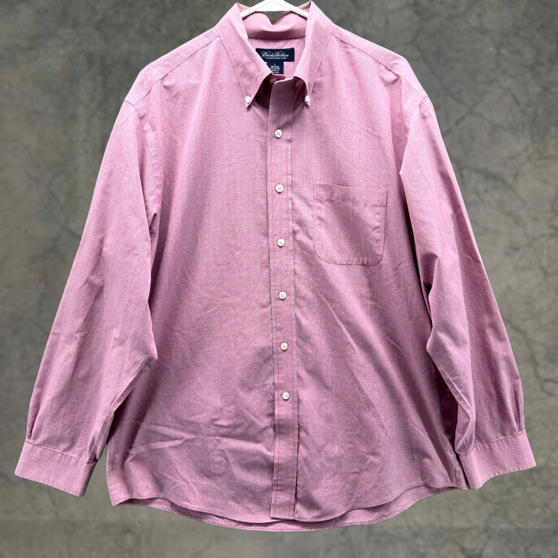 Brooks Brothers VINTAGE Brooks Brothers Dress Shirt Mens Large Red Button Up Plaid Cotton Non Iron VTG Size 42R - 1 Thumbnail