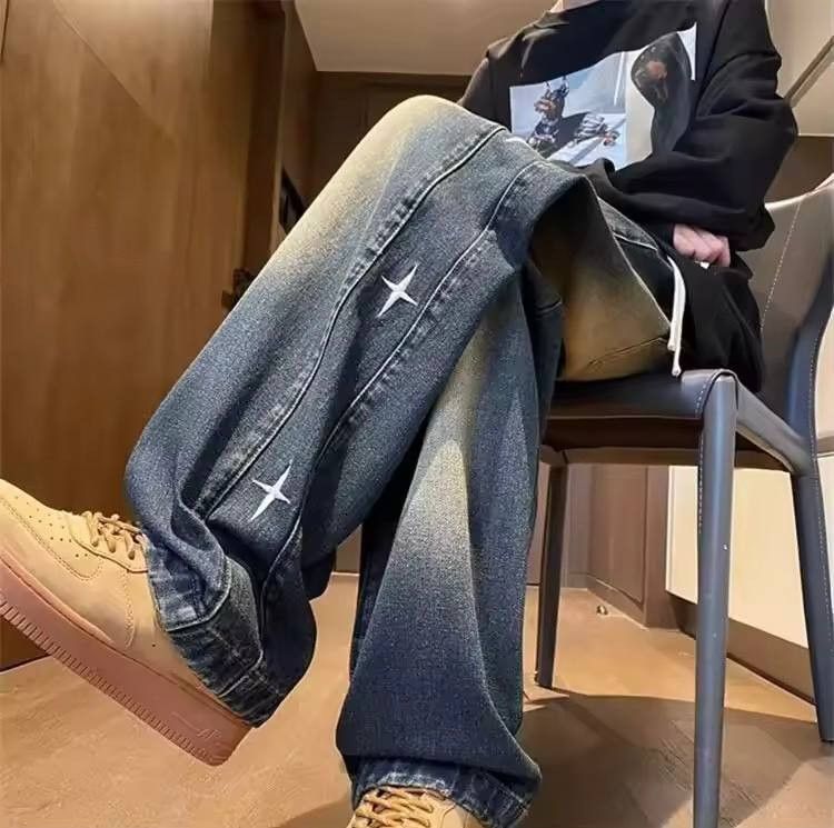 Japanese Brand × Vintage gradient jeans with embroidered stars. Size US 36 / EU 52 - 3 Thumbnail