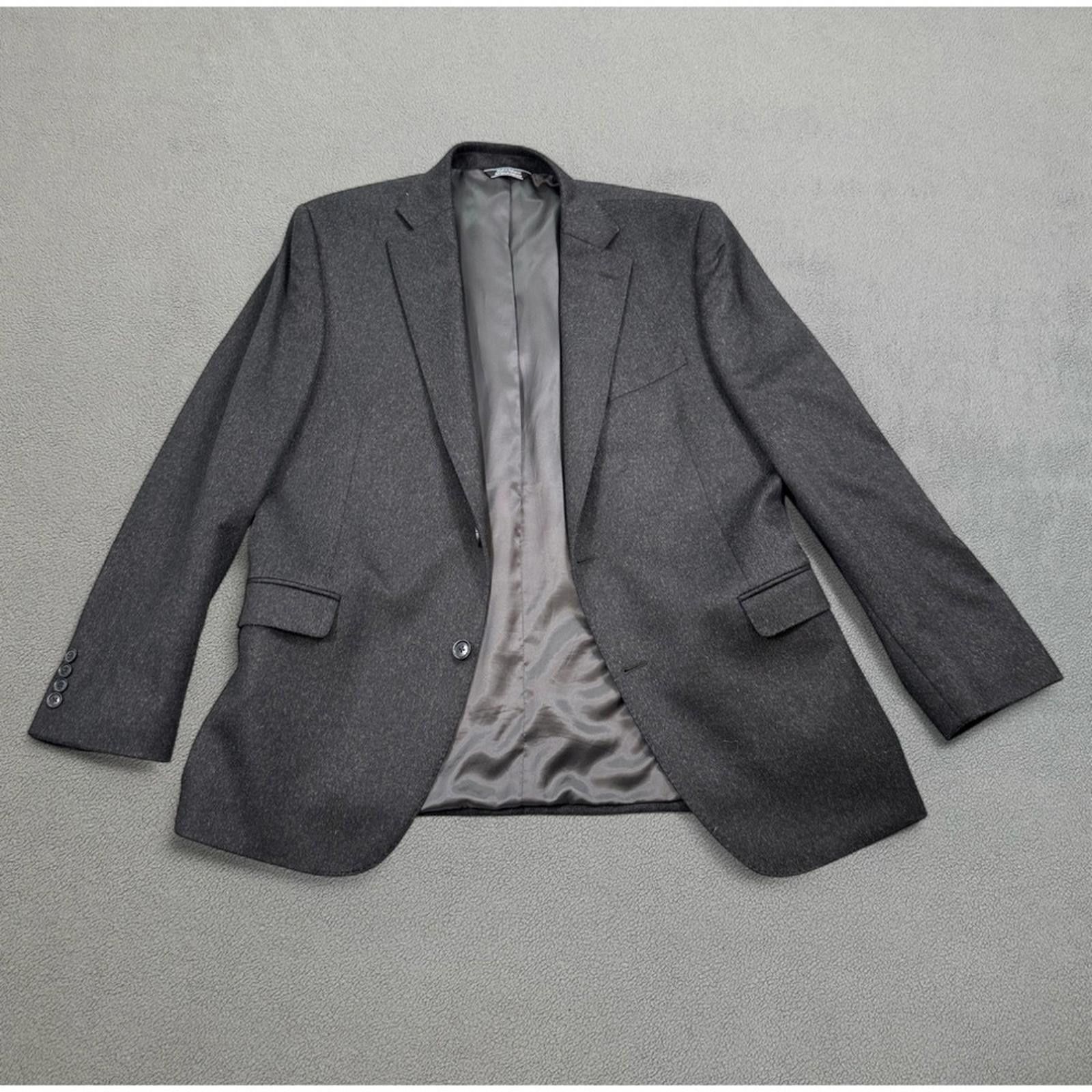 Saks Fifth Avenue Saks Fifth Avenue Blazer 44R Mens Gray Wool Blend Sport Coat Size 44R - 2 Thumbnail