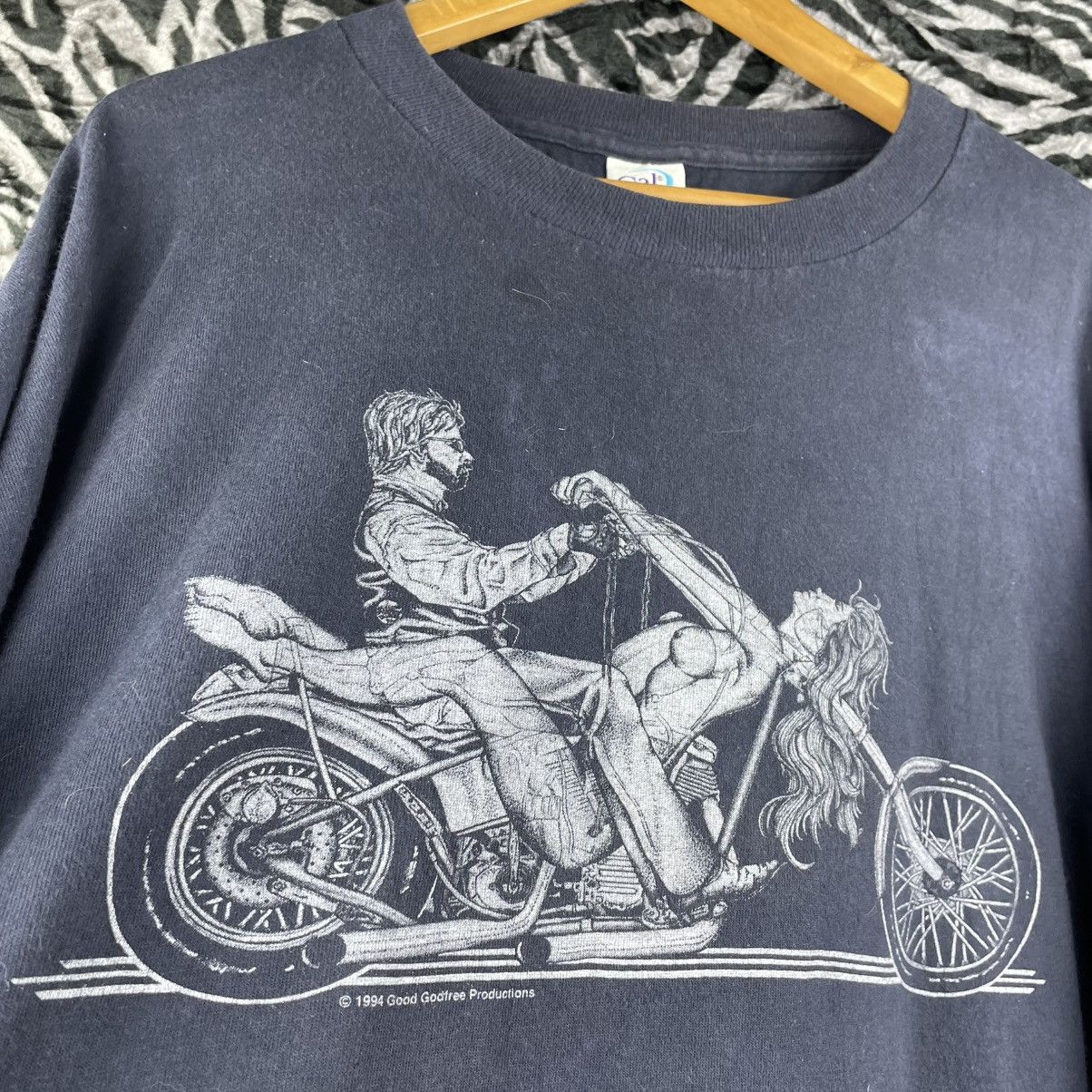 Vintage Vintage 90s Erotic Motorcycle Art T-Shirt XXXL Size US XXL / EU 58 / 5 - 10 Thumbnail