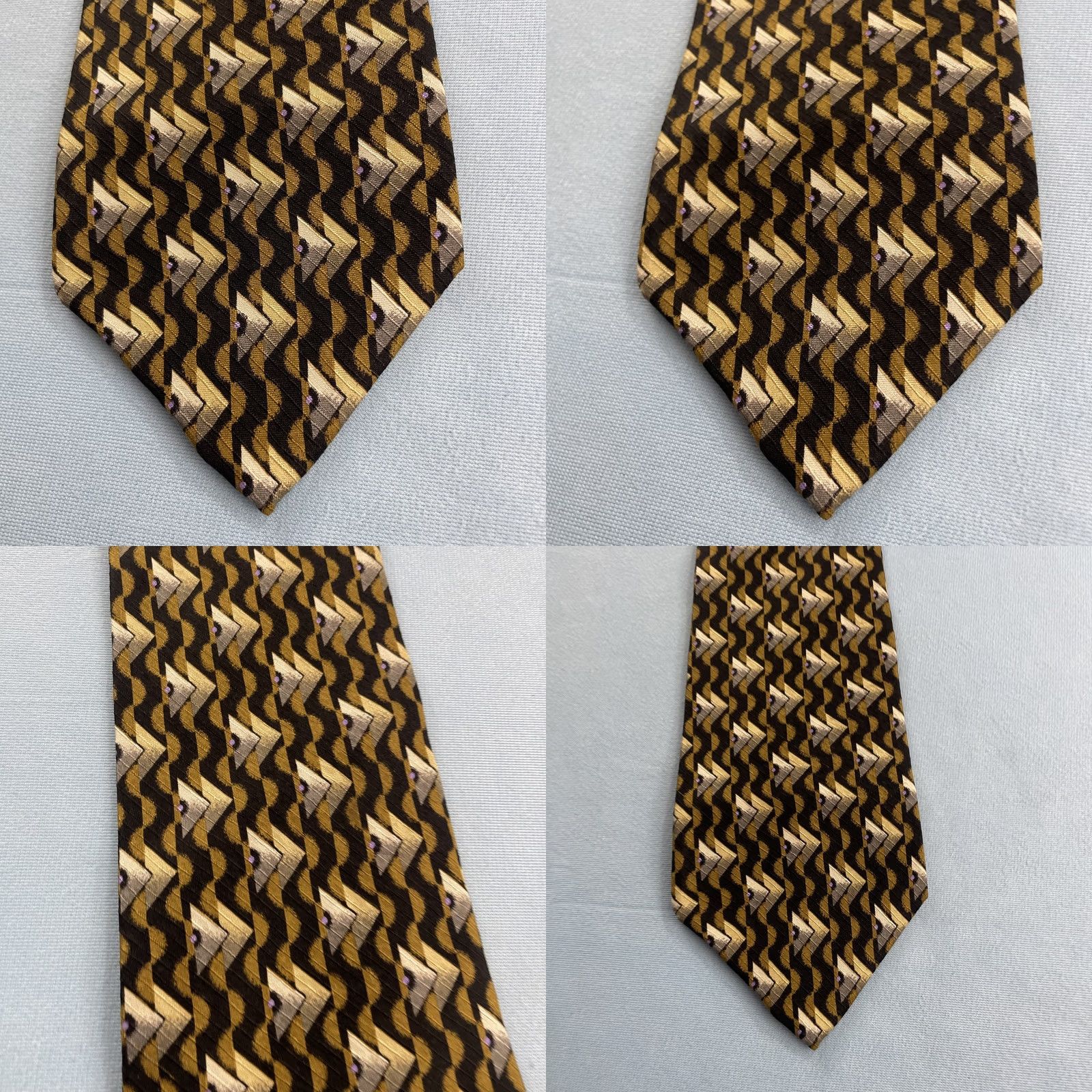 Triangl Format Japan Silk Tie Optical Abstract Deco Pyramid Triangle Yellow Black 4x59 Vintage Geometric Diamond Triangle Wide Necktie Mens 1990s 100% Silk Size ONE SIZE - 9 Thumbnail