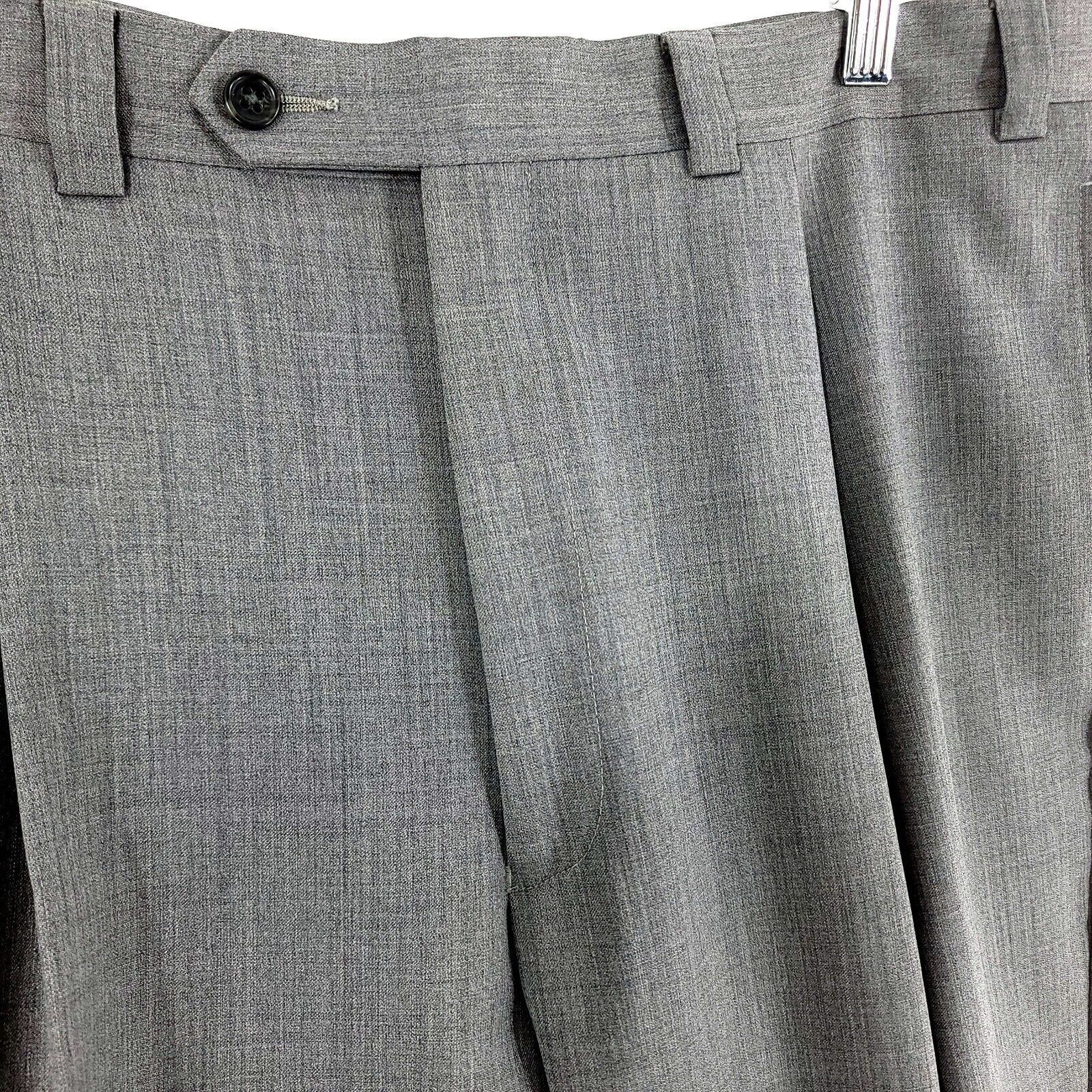 Joseph Abboud Joseph Abboud Gray Wool Twill Pleated Cuffed Mid Rise Dress Size 38R - 2 Thumbnail