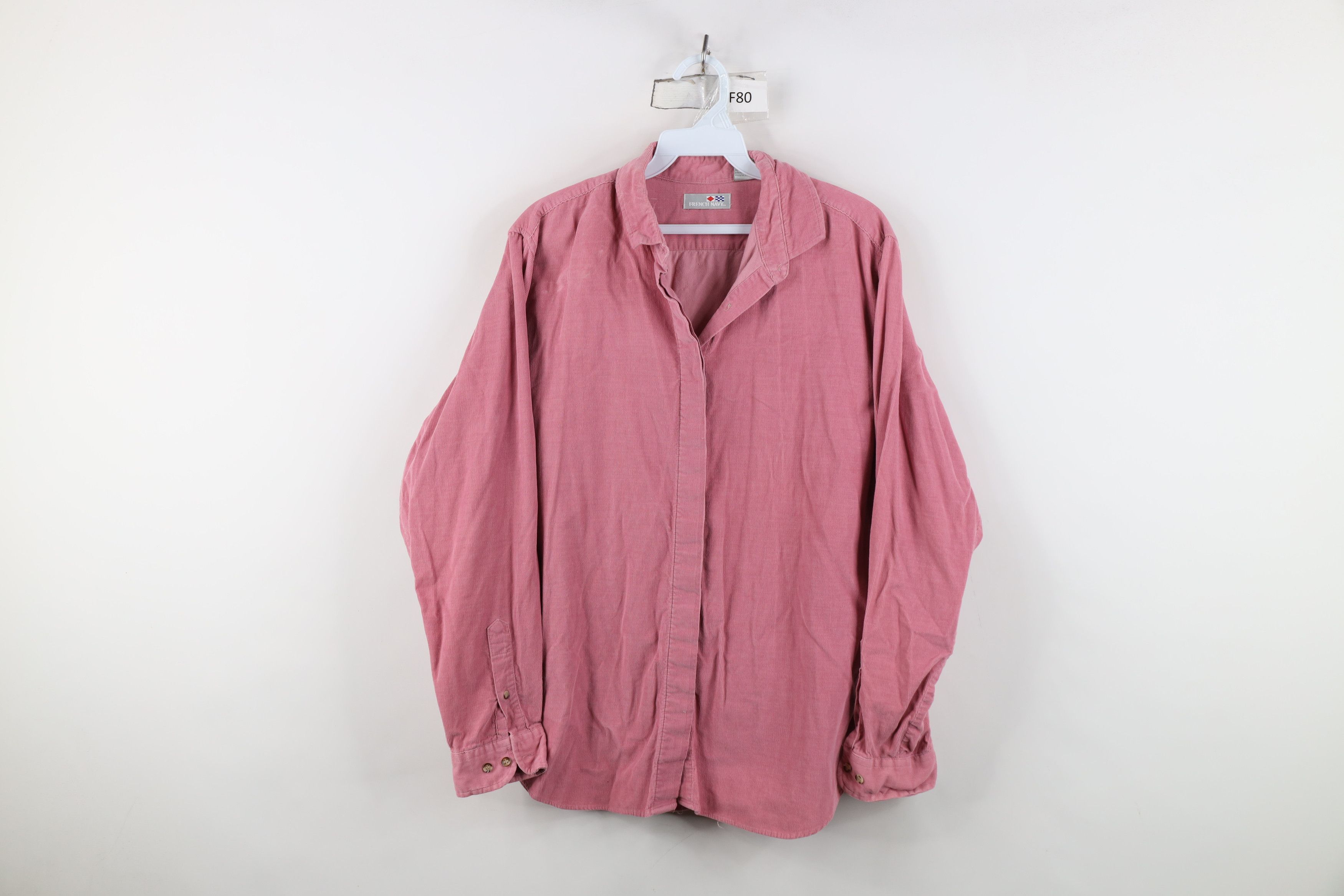 Vintage Vintage 90s Streetwear Corduroy Collared Button Shirt Pink Size XXL / US 16-18 / IT 52-54 - 1 Thumbnail