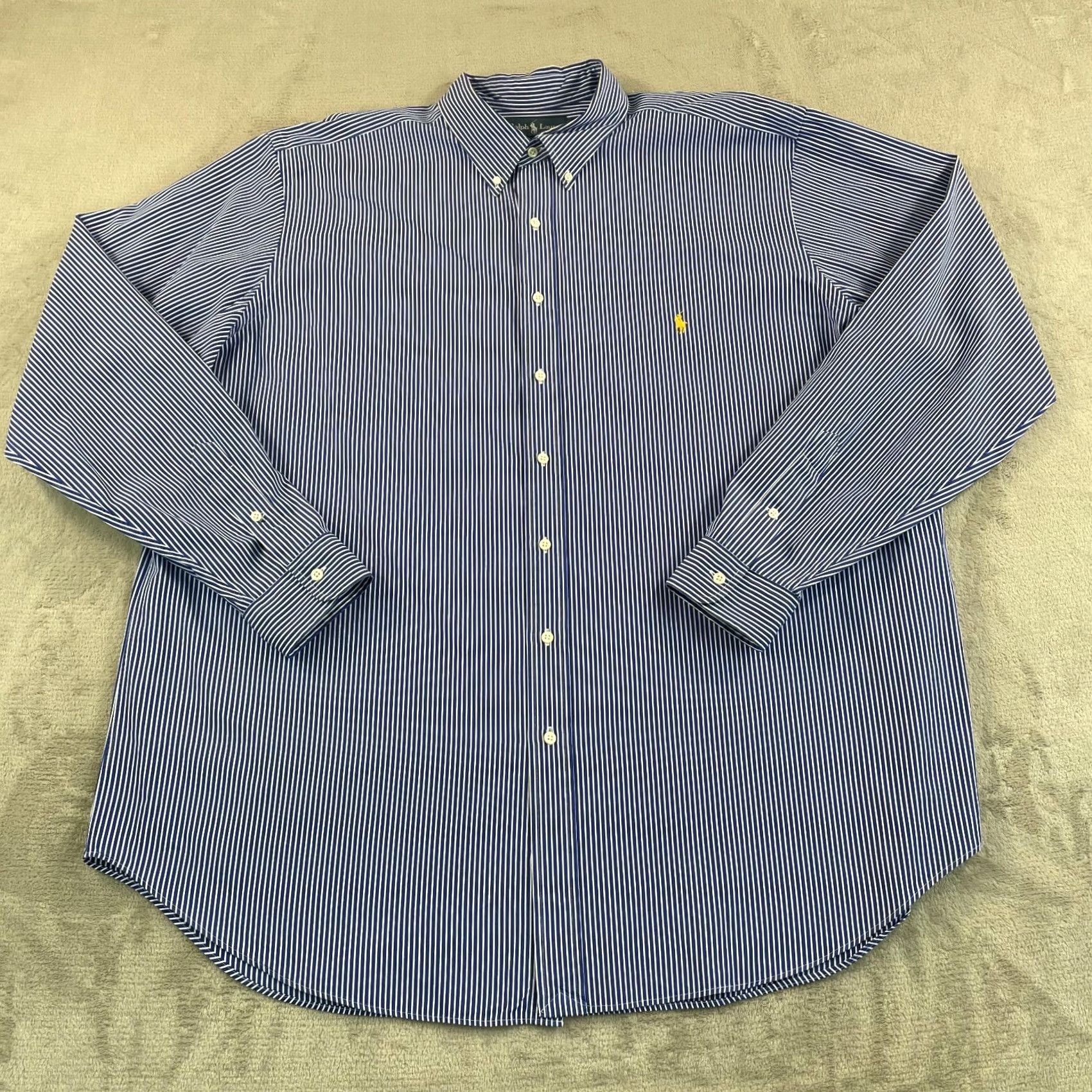 Polo Ralph Lauren Polo Ralph Lauren Shirt Men 2XLT Blue Striped Classic Oxford Button-Up Short Sleeve Dress Shirt Size US XXL / EU 58 / 5 - 3 Thumbnail