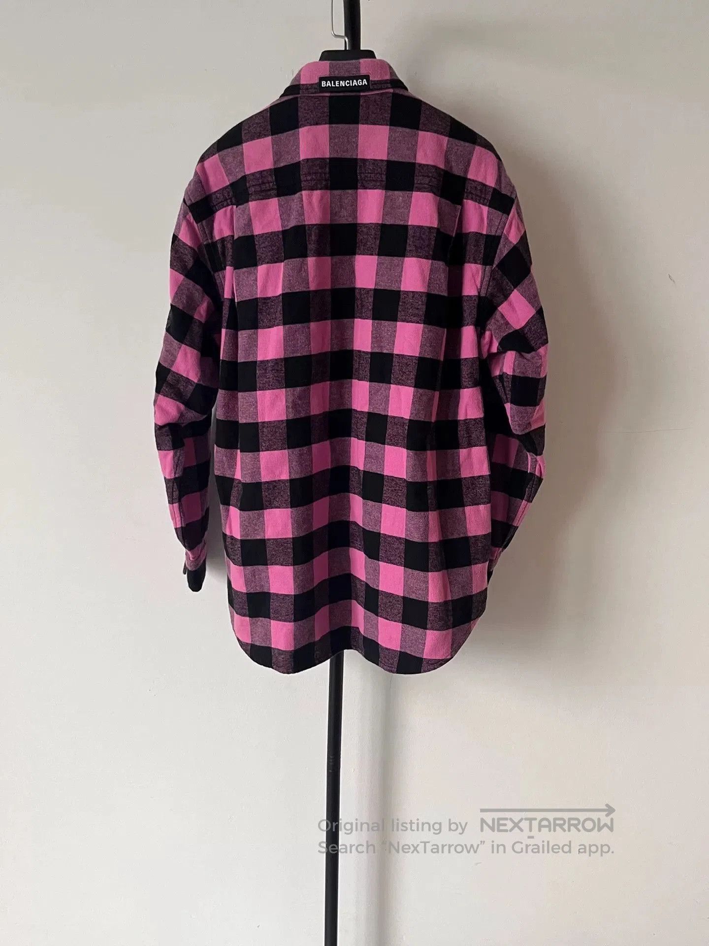 Balenciaga Logo Check Long Sleeve Shirt.