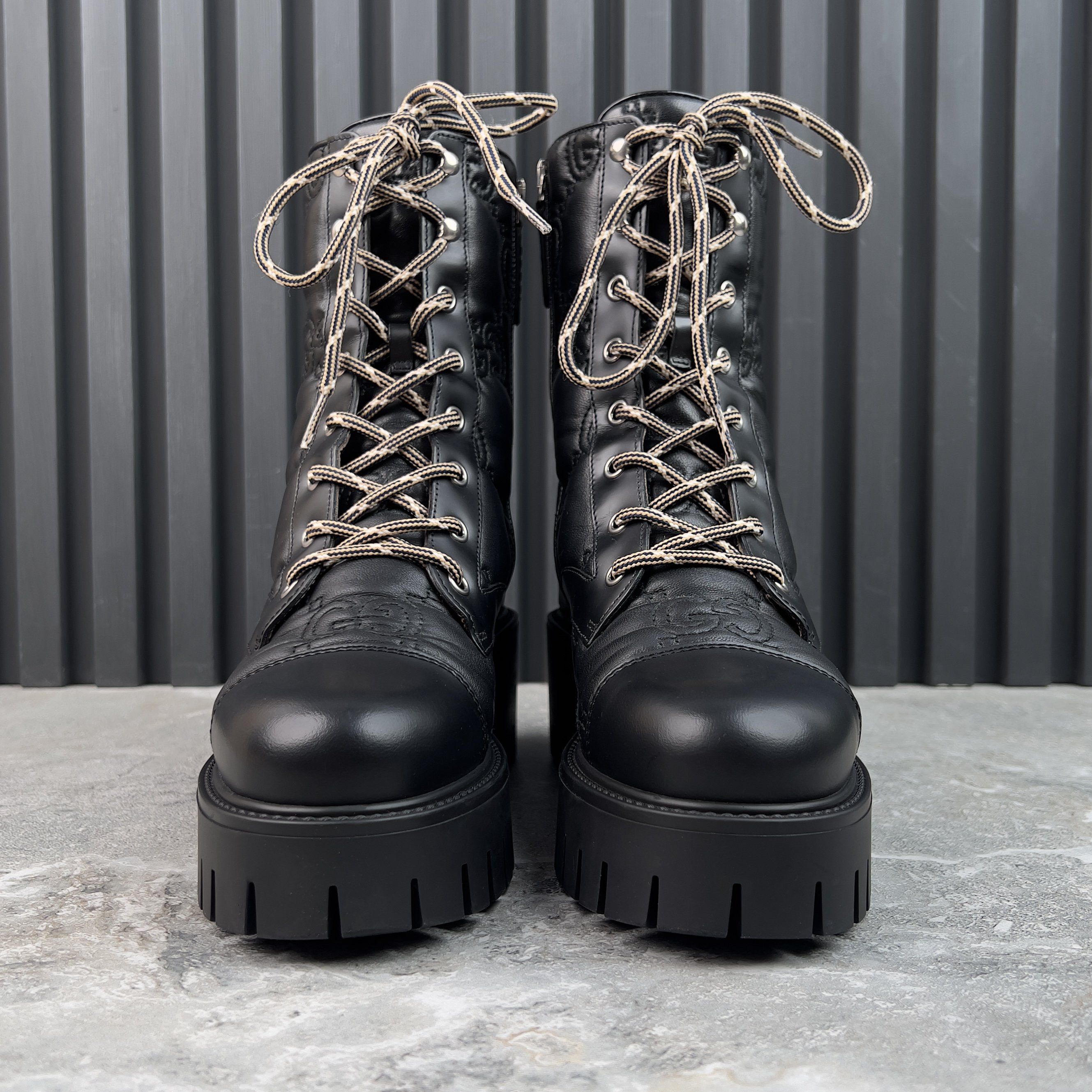 Gucci Cordovan Lux Nappa GG Matelasse Cap Toe Combat Boots Leather Size US 7.5 / IT 37.5 - 4 Thumbnail