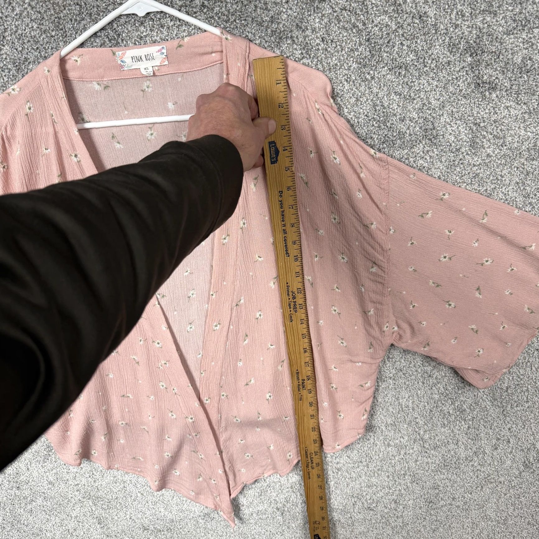 Vintage Pink Rose Blouse XL Floral Kimono Sleeve Relaxed Boho Lightweight Semi-Sheer Pink Rose Blouse Womens XL Casual Summer Size XL / US 12-14 / IT 48-50 - 2 Thumbnail
