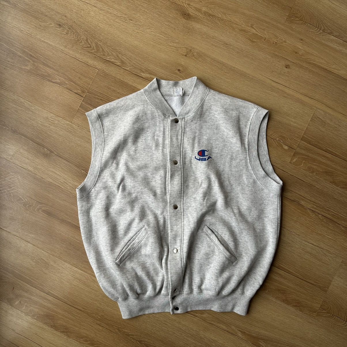 Champion Vintage Champions 90s Reverse Weave Button Vest Sweatshirt Size US XL / EU 56 / 4 - 1 Thumbnail