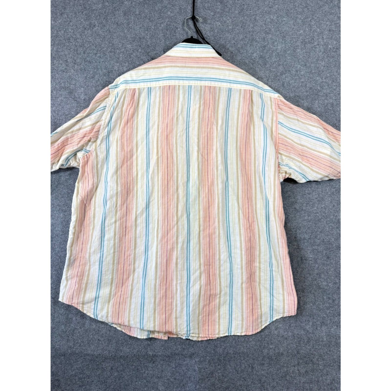 Roundtree & Yorke Roundtree & Yorke Shirt Mens XL Multicolor Striped Linen Blend Short Sleeve Beach Button Front Size US XL / EU 56 / 4 - 7 Thumbnail