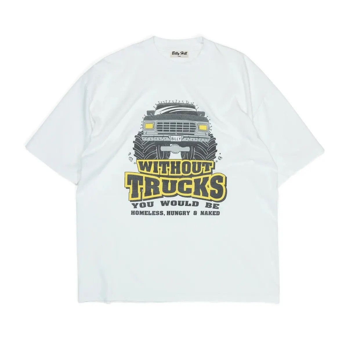 Image of “Without Trucks” Billy Hill White Graphic Tee, Men's (Size Small)