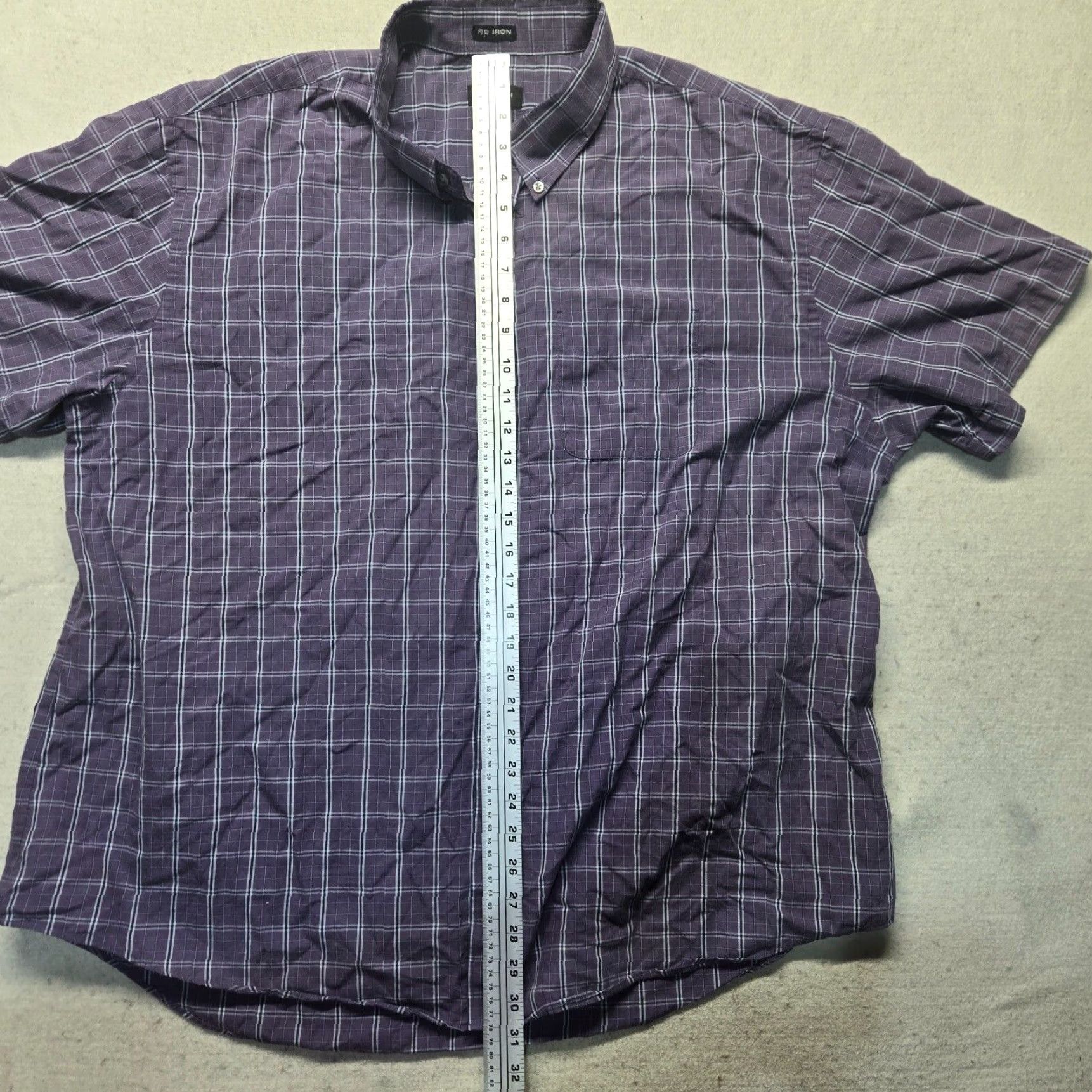 Van Heusen Van Heusen Shirt 2XL Purple Check Short Sleeve Button-Up Size US XXL / EU 58 / 5 - 6 Thumbnail