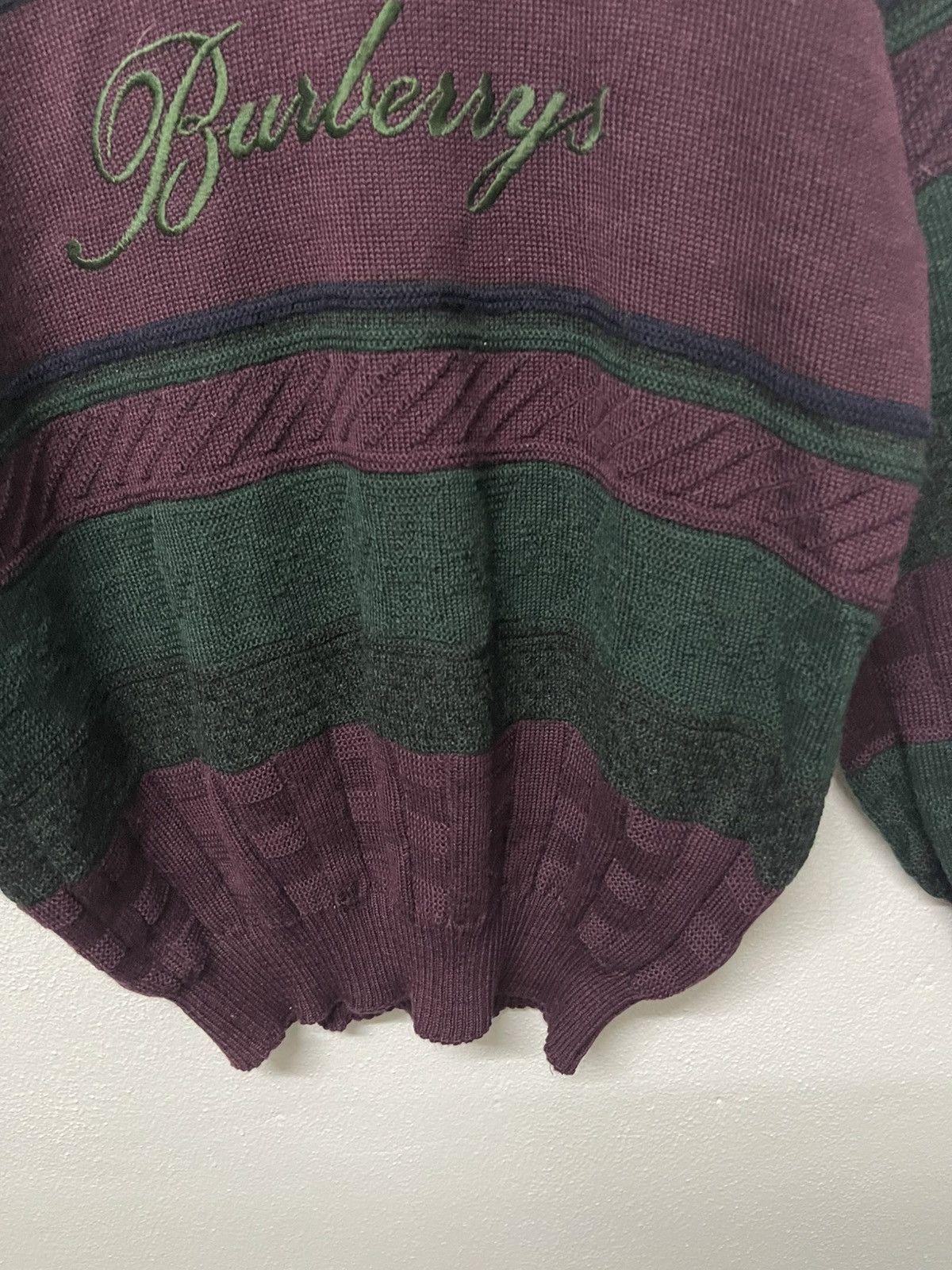 90s BURBERRYS WOOL KNITWEAR MULTICOLOUR SPELLOUT