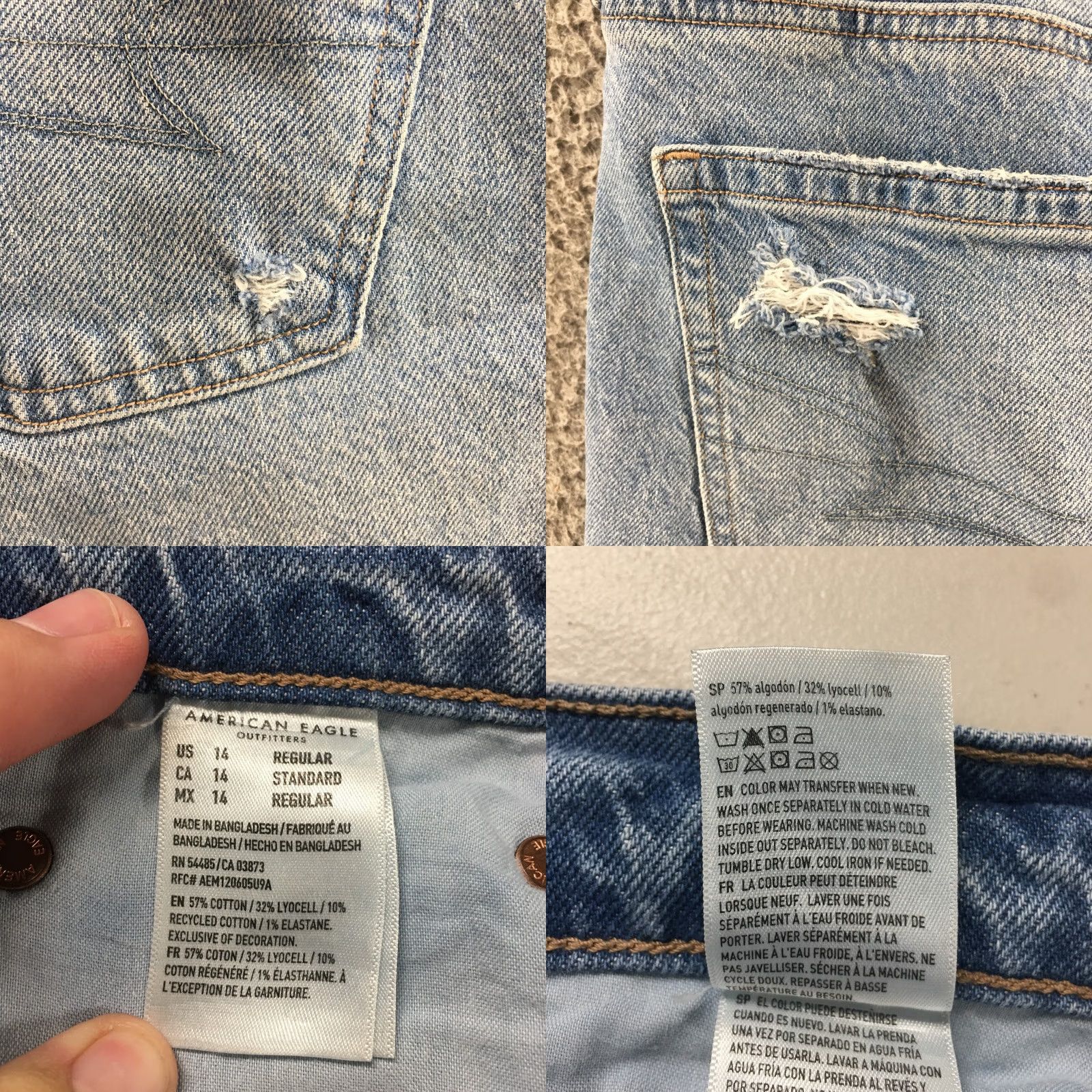 American Eagle Outfitters American Eagle Outfitters Straight Jeans Womens 14 Blue Mid Rise Denim 36x30 Regular Waist 5-Pocket Size 36" / US 14 / IT 50 - 11 Thumbnail