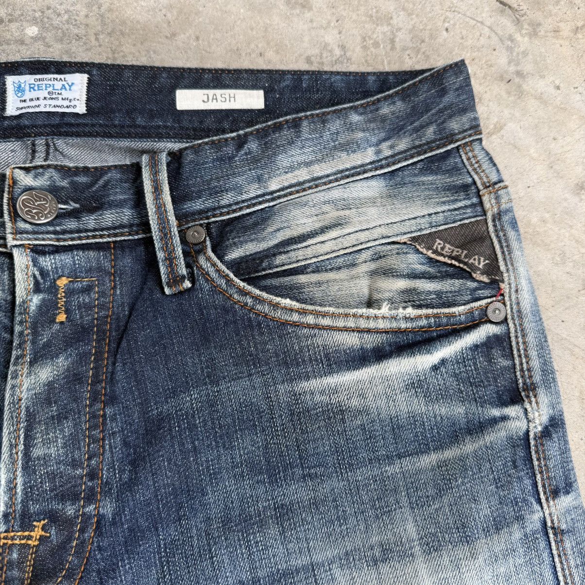Replay W34x30 Vintage Replay Button Fly Faded Ripped Denim Jean Size US 34 / EU 50 - 9 Thumbnail
